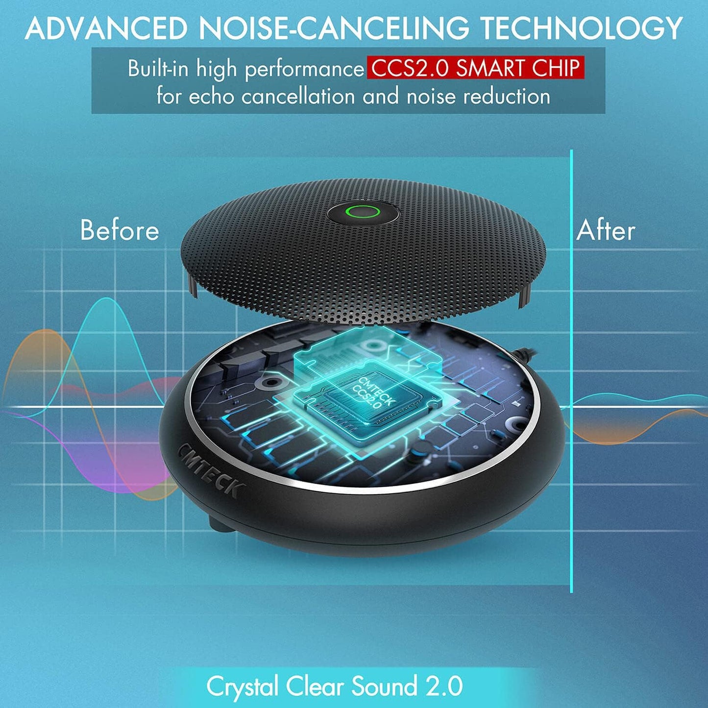 CMTECK Conference USB Microphone, Plug-and-Play Omnidirectional Desktop Mic | Omnidirectional condenser for clear audio,compact design. Ideal for video, streaming, YouTube. Works with macOS/Windows
