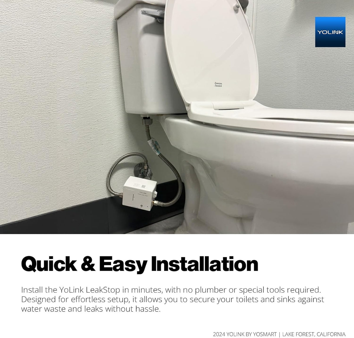 YoLink LeakStop 1-Channel for Toilets/Sinks, Auto Shutoff Valve & Leak Detector, Real-Time Monitoring, LoRa Long-Range, 2 AA Up to 5-Year Battery, App/SMS/Email Alerts – Hub Required