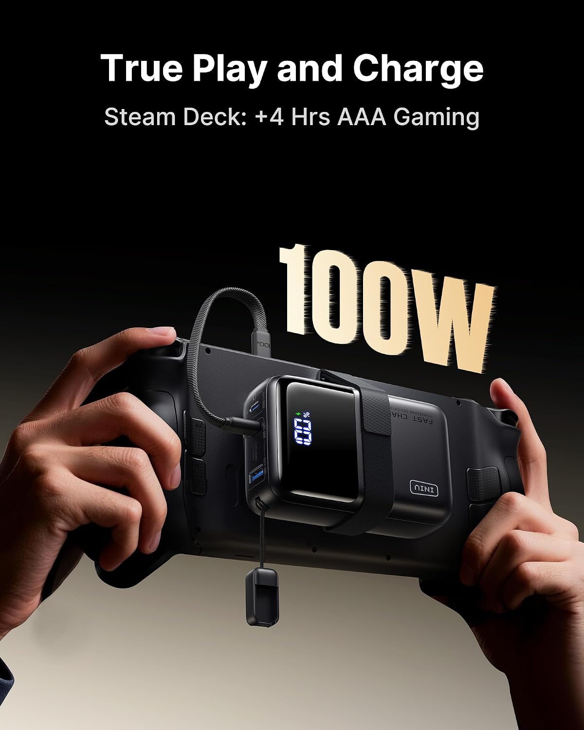 INIU Laptop Power Bank, Smallest 25000mAh 100W Fast Charging Battery Pack | USB C-Cable, Flight-Safe, Travel Essentials, Portable Charger for MacBook Pro, Dell, Steam Deck, iPhone etc