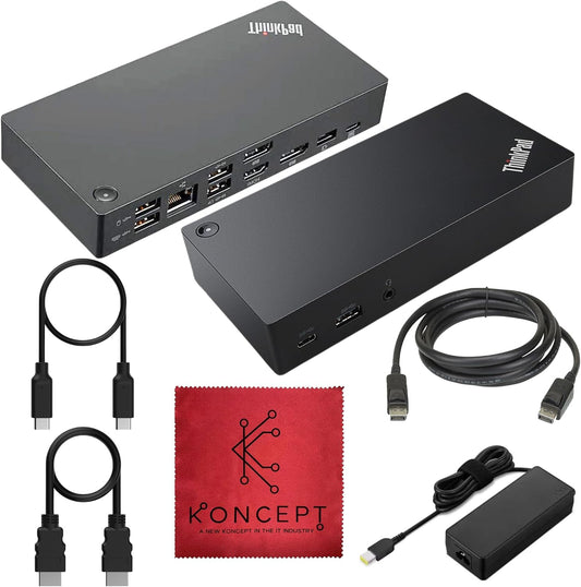 40AS0090US Lenovo Thinkpad Docking Station USB-C Gen 2-1 Year Warranty - Thinkpad Thunderbolt 3 Dock, HDMI, DisplayPort & USB C Cable - Universal Docking Station (Renewed) | 10Gbps USB Connectivity – Fast data transfer with multiple USB 3.1 Gen 2 ports