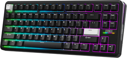 EPOMAKER TH85 QMK/VIA Wireless Gaming Keyboard, BT5.0/2.4GHz/USB-C | Hot-Swap Pre-lubed Custom Creamy Jade Linear Switches, Gasket Creamy Keyboard for PC/Mac/Office/Gaming (Black)