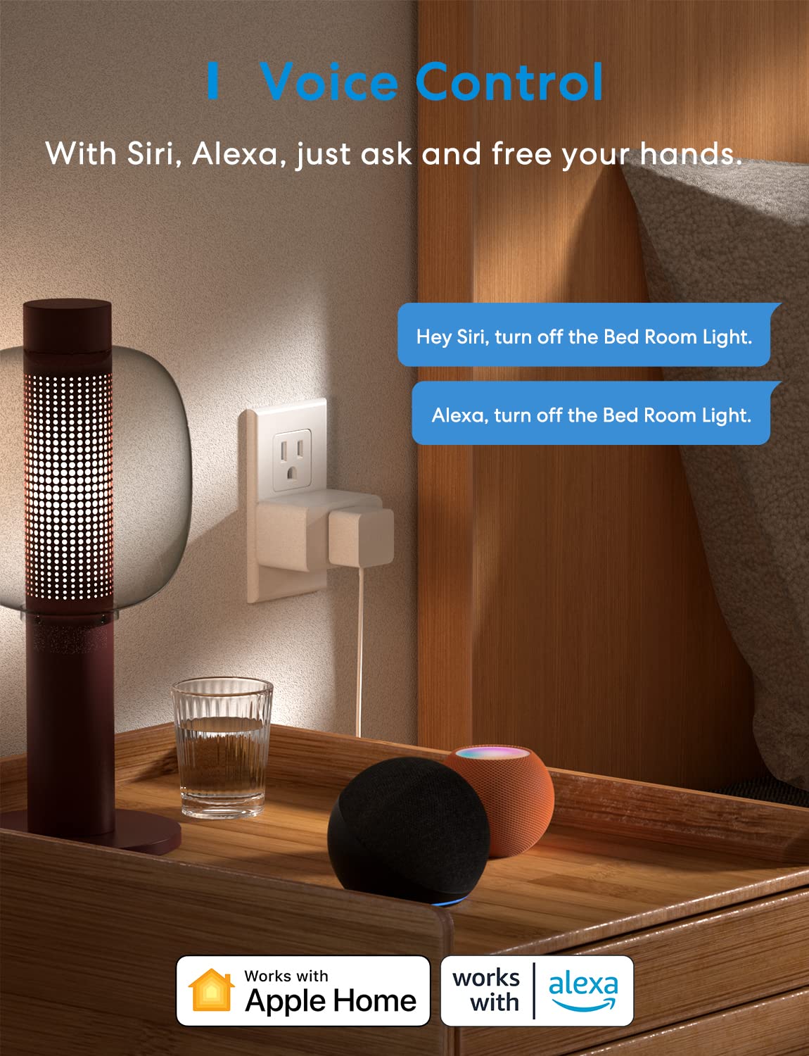 meross Smart Plug Mini Support Apple HomeKit, Siri, Alexa, App Control, Timer, 15A & Reliable Wi-Fi, No Hub Needed, 2.4G WiFi Only, 2 Pack