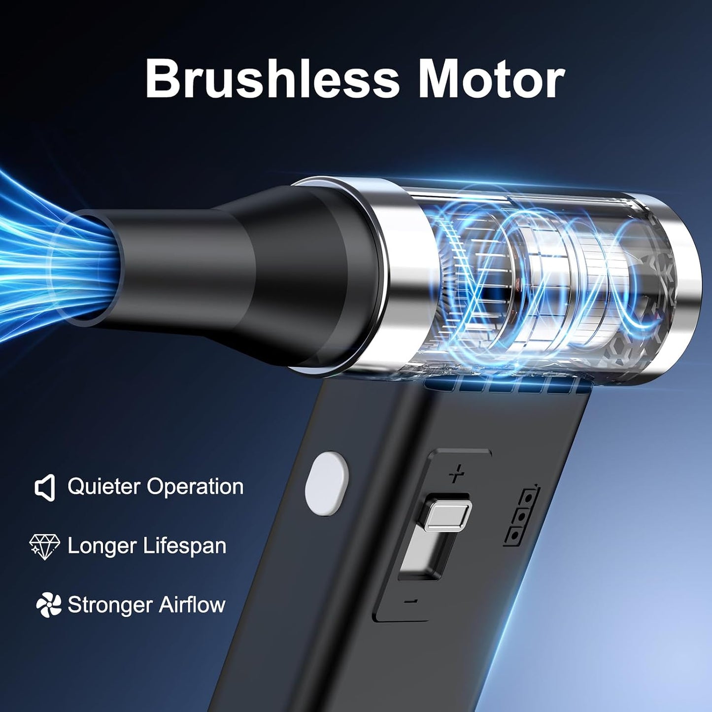 Mini Ultra-Slim Electric Compressed Air Duster 150,000RPM Super Power, Rechargeable Cordless Air Duster, Powerful Airflow for Computer, Keyboard, Outdoor, House and Car
