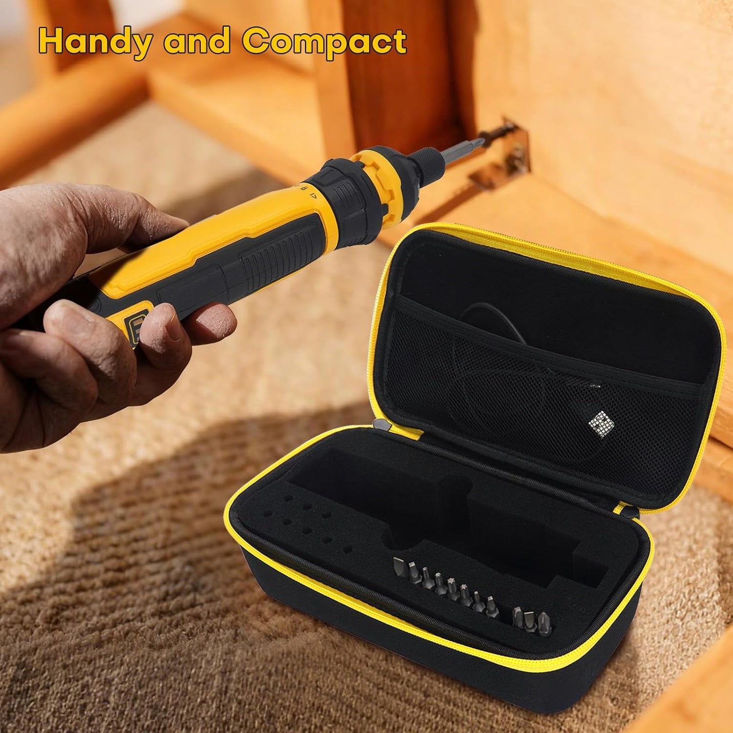 YouKnow Travel Case Compatible with DEWALT Cordless Screwdriver (DWHT66719) and Screwdriving Bits with Custom Foam (Only Case) (Black)