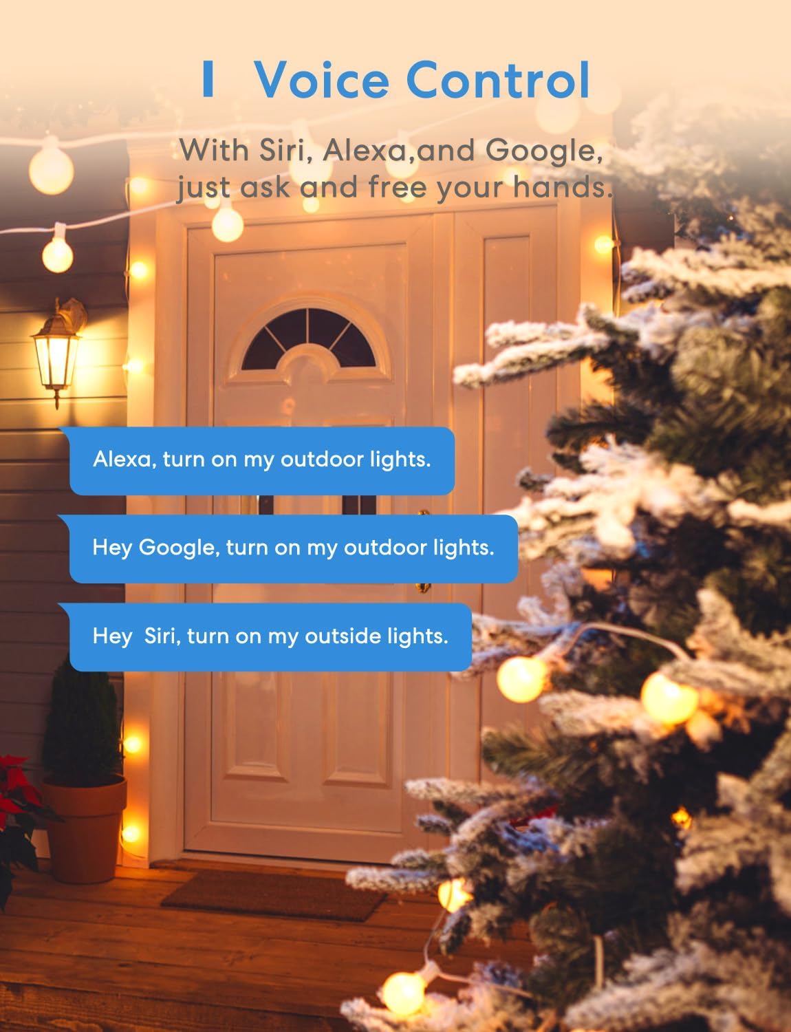 meross Outdoor Smart Plug Compatible with Apple HomeKit, Siri, Alexa, Google Assistant and SmartThings, Waterproof Outdoor Outlet, Remote & Voice Control, Timer, FCC and ETL Certified