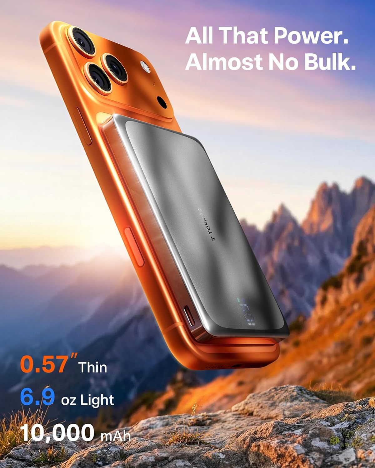 TORRAS MiniMag Pro Portable Charger Power Bank, 10000mAh 15W Magnetic Battery Pack for iPhone 17/16/15/14/13/12, Slim Magnetic Wireless Charger with 30W USB-C, Semi-Solid-State Battery for Travel