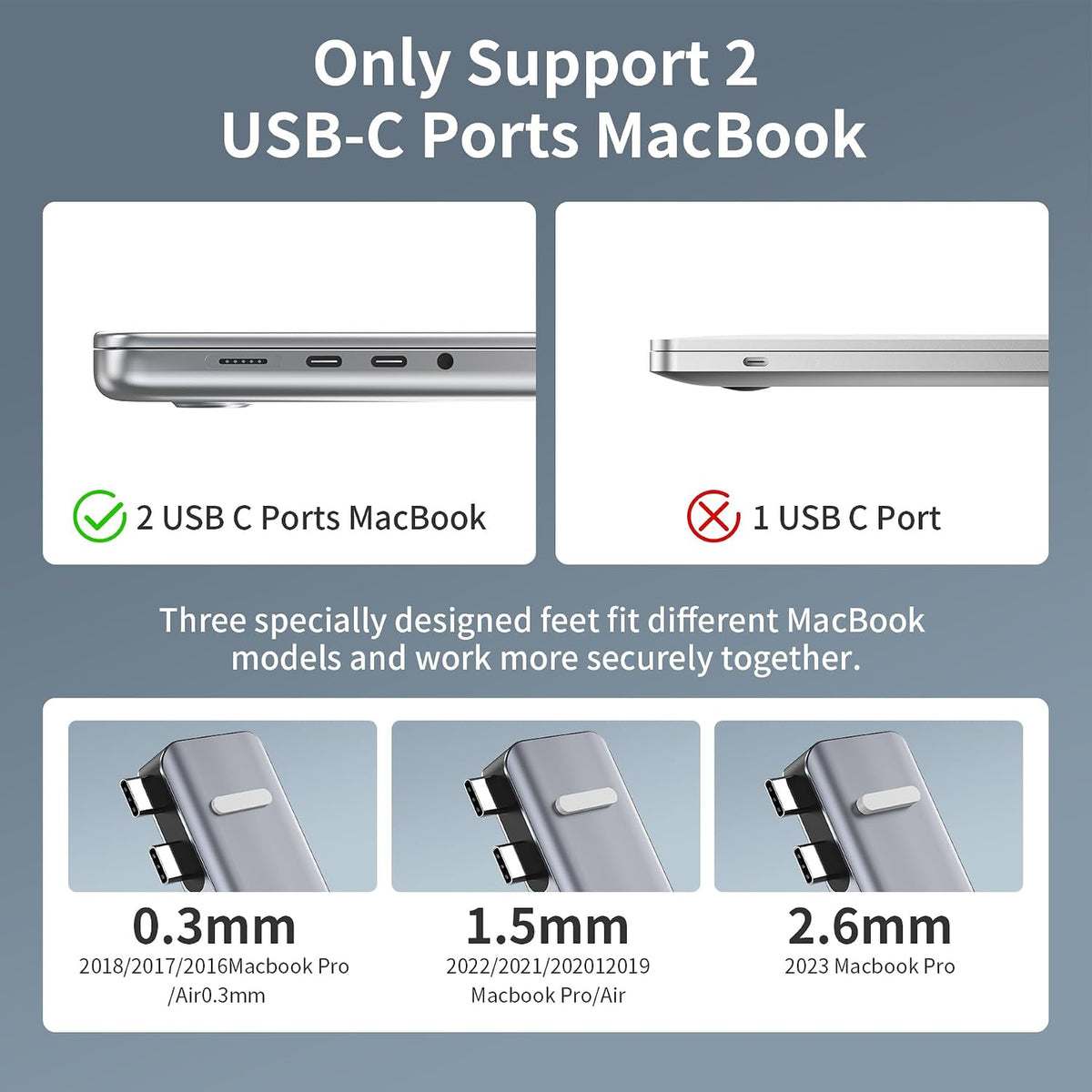 USB C Hub Adapter for MacBook Air/Pro, 8-in-2 Mac Dock with 4K HDMI
