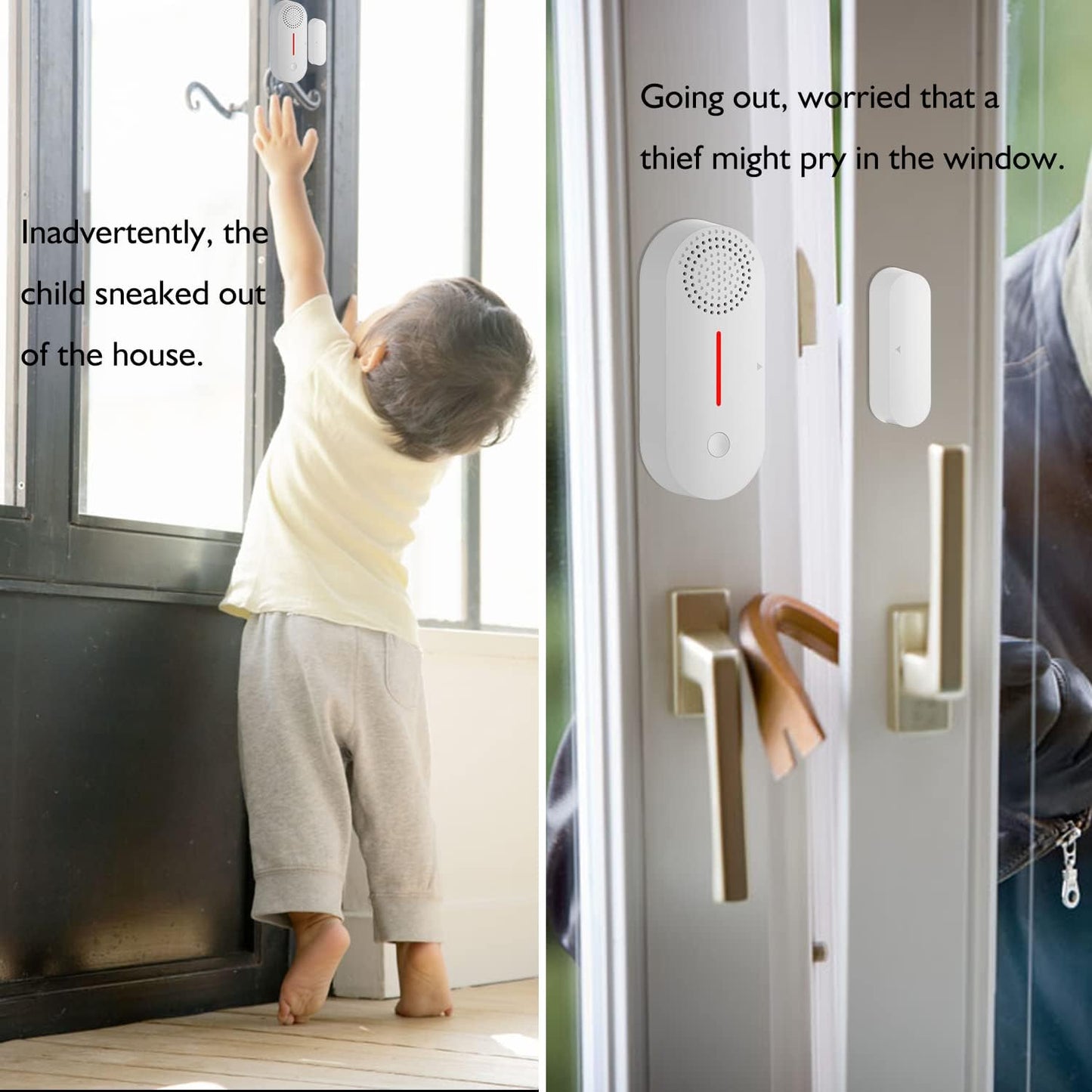 WiFi Door Window Sensor Alarm: Smart Door Sensor, Magnetic Contact Sensor Wireless for Home Security Burglar Alert, 90db Alarm & App Notification, Door Open Sensor Compatible with Alexa (1-Pack)