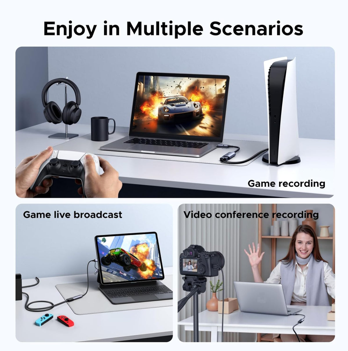 UGREEN 2K@30Hz 1080P 60FPS Video Capture Card 4K Input HDMI to USB 3.0 | 4K HDMI Input, Low Latency, Capture Card for Streaming Game Recording Compatible with Switch 2 Xbox PS4 PS5 PC Camera Usb C