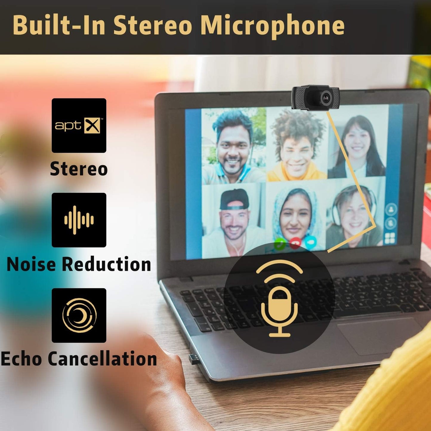 Septekon 1080P HD Webcam with Microphone, Streaming Computer Web Camera for Laptop/Desktop/Mac/TV, USB PC Cam for Video Calling, Conferencing, Gaming