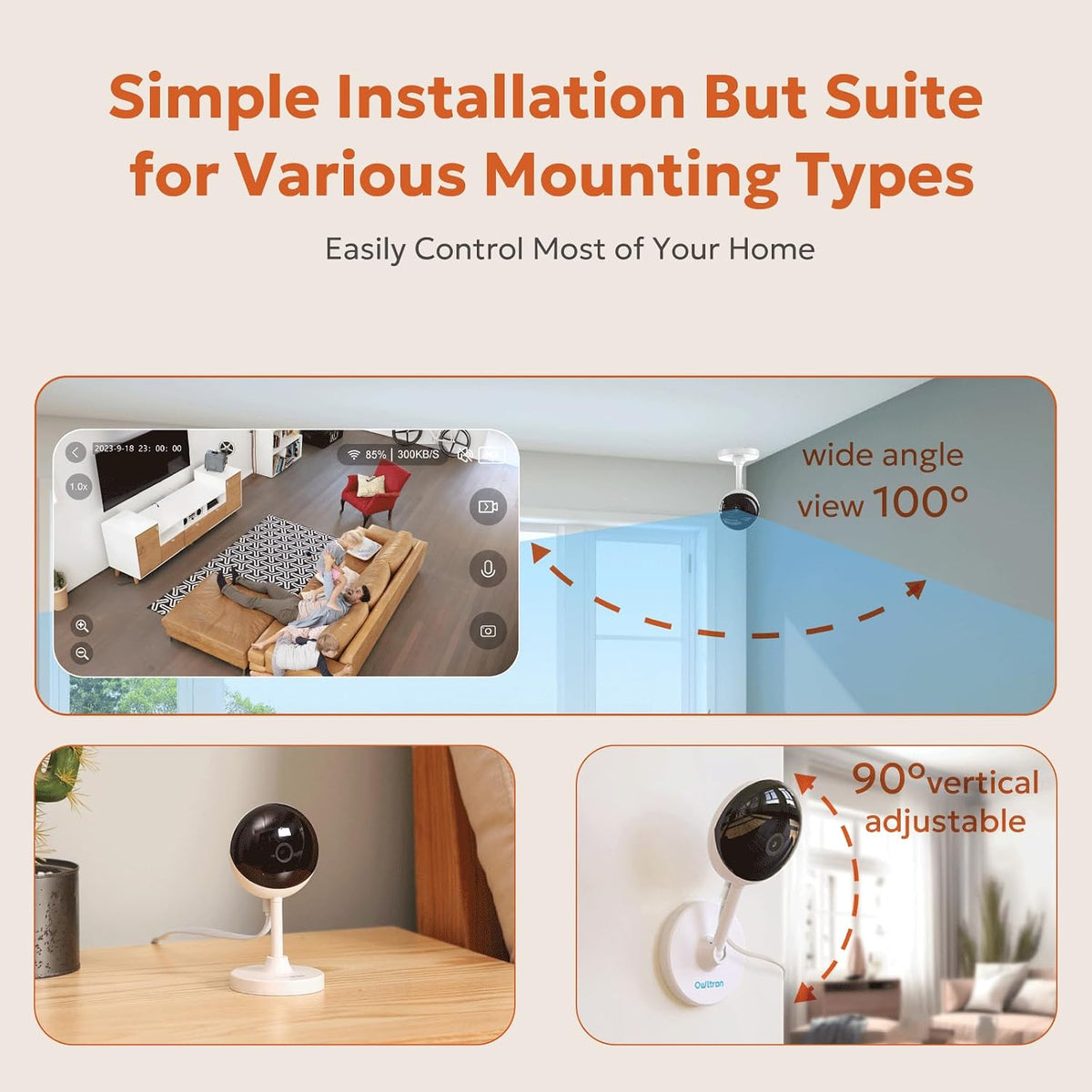 owltron Indoor Security Camera, 2K 3MP Cameras for Home Security