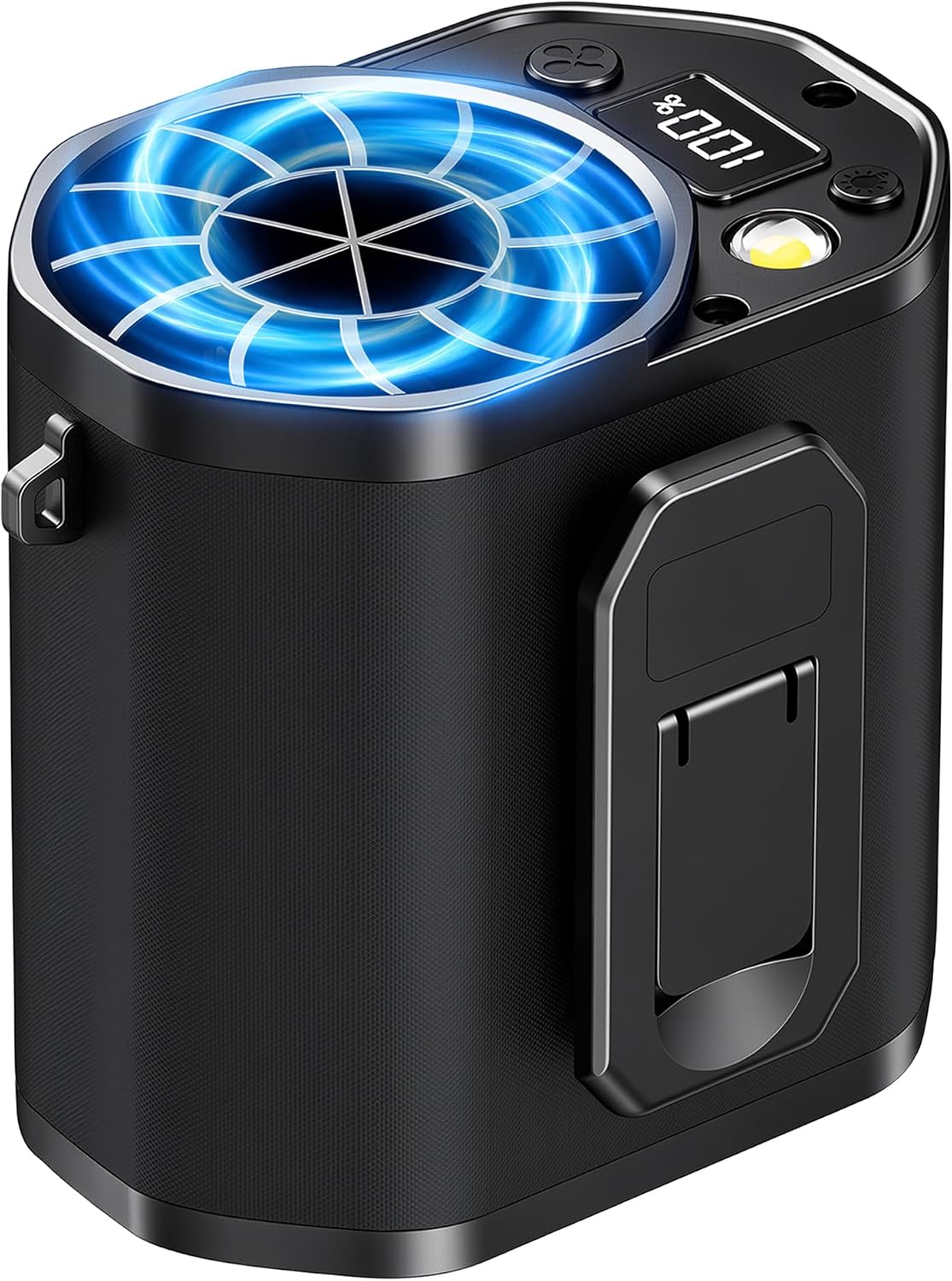 Waist Fan with Clip on: Portable 4-Speed Enlarged Fan-blades Personal Belt Fan with LED Light 6-11H of Working Time Hands-Free Neck Fan