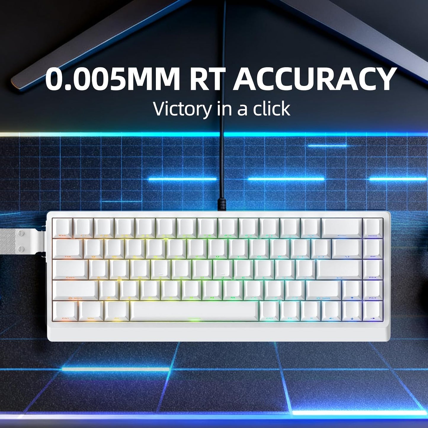 IROK ND68 68 Keys Wired Magnetic Switch Keyboard, 0.005MM RT Accuracy, 8KHZ Polling Rate/Latency As 0.125MS/256KHZ Single Key Scan Rate/ARGB，Hot Swappable,Gasket Structure Gaming Keyboard(White)