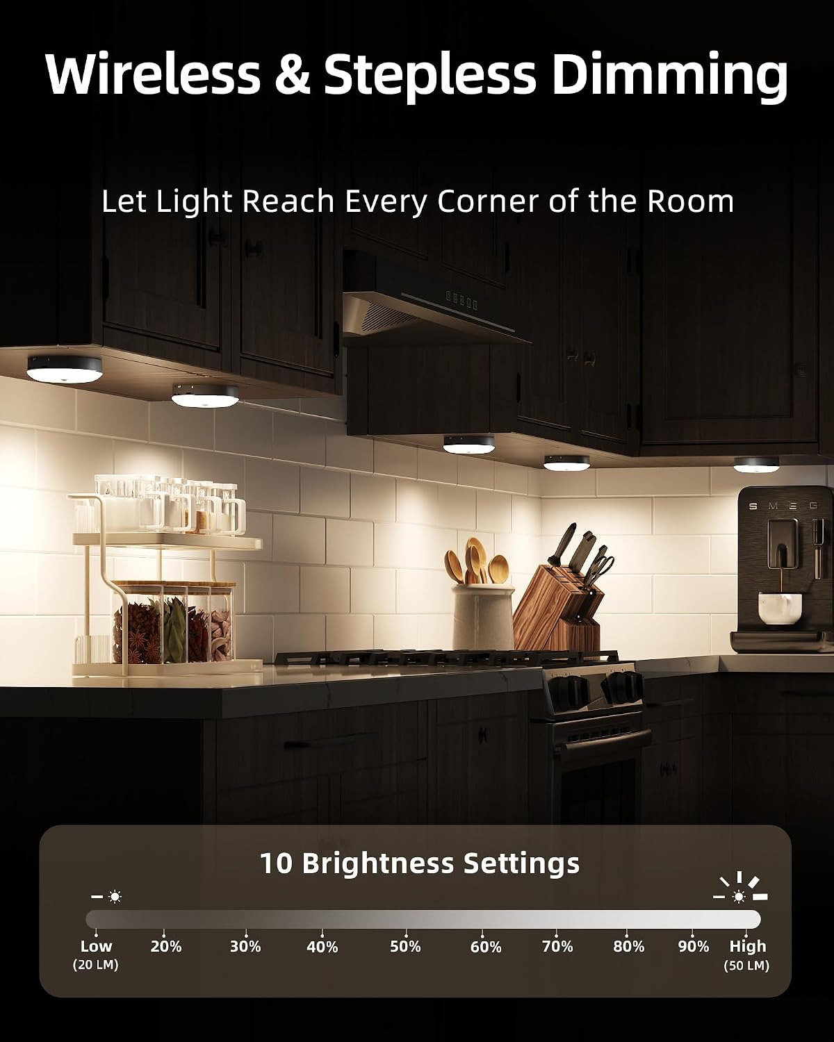 EZVALO Under Cabinet Lighting with Charging Station, 1000mAh Rechargeable Puck Lights with Remote, 3 Color Temps & 12 RGB Closet Lights, Dimmable Motion Sensor Lights for Shelf, Kitchen (6 Packs)