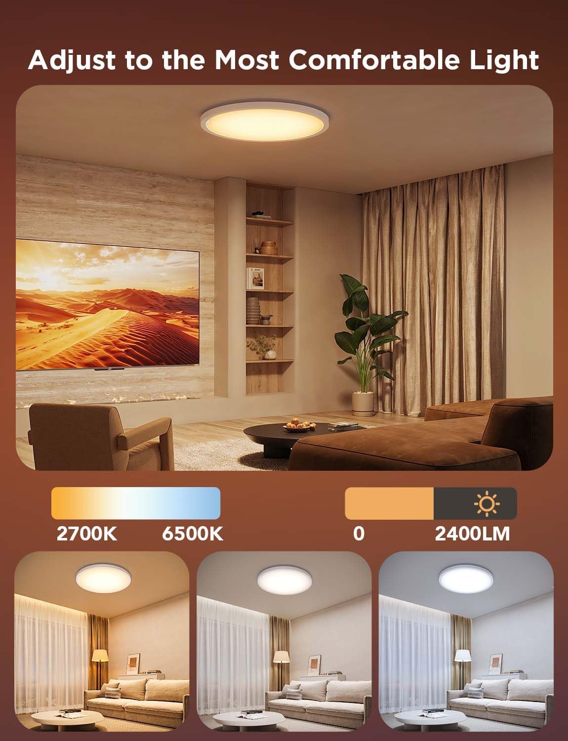 Govee Smart Ceiling Light, 2400LM RGBIC and RGBWW, 12 Inch, White 2 Packs | RGBIC and RGBWW LED Ceiling Light Fixture, DIY Colors, Works with Matter Alexa, 2700K-6500K Lights for Bedroom, Living Room