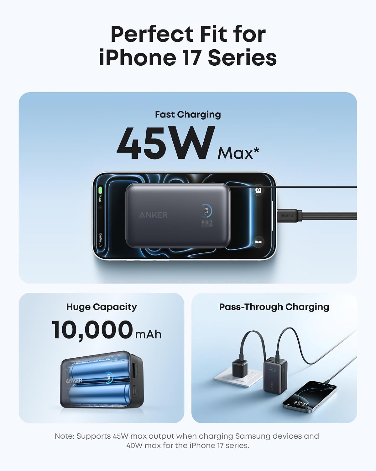 Anker Nano Power Bank, 45W 10,000mAh Portable Charger, iPhone Battery Pack | Built-In Retractable USB-C Cable, for iPhone 17 / 16 Series, iPad, Galaxy, Pixel, and More, Compact Travel Design