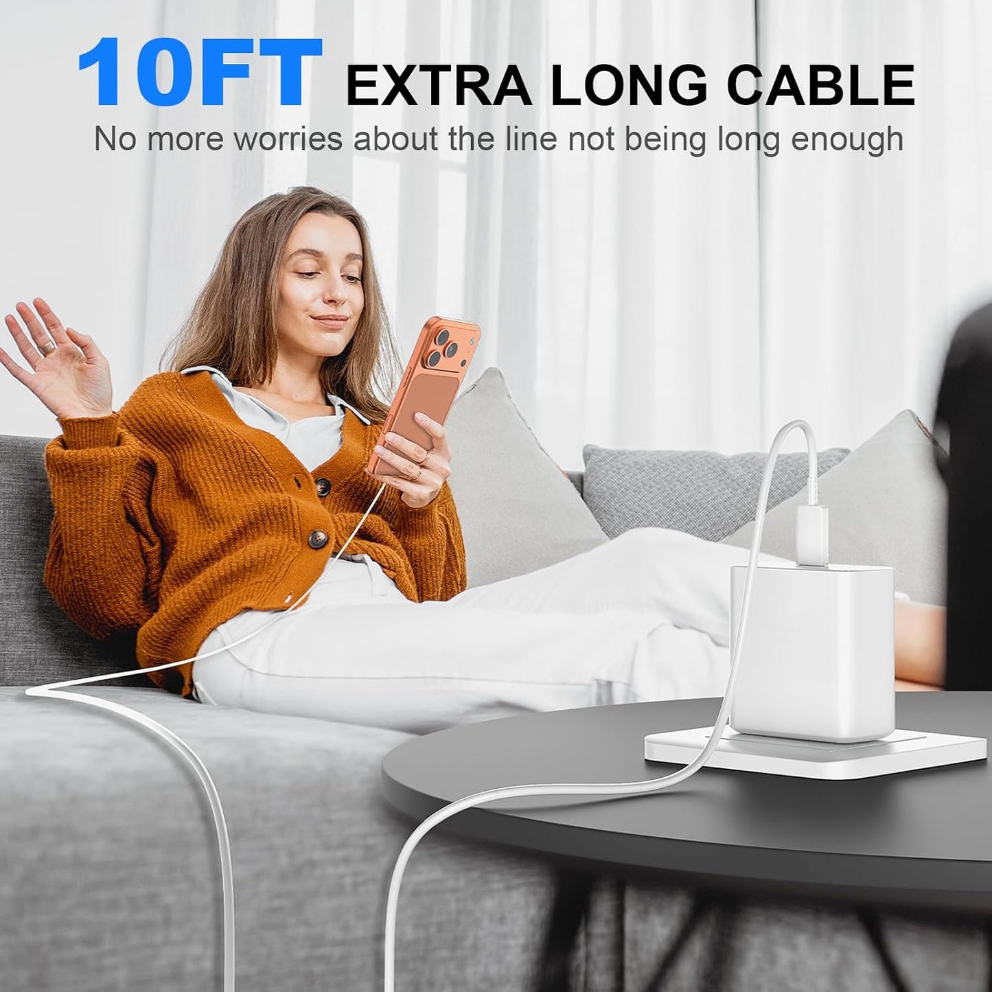 Fast Charger USB C Charger iPhone Type C Charger,10 FT USB C to USB C Cable Fast Charging Cord 45W Phone Chargers iPhone USBC Charger Block for iPhone 17 Air/17 Pro/17 Pro Max/16 15 Pro Max/iPad Pro