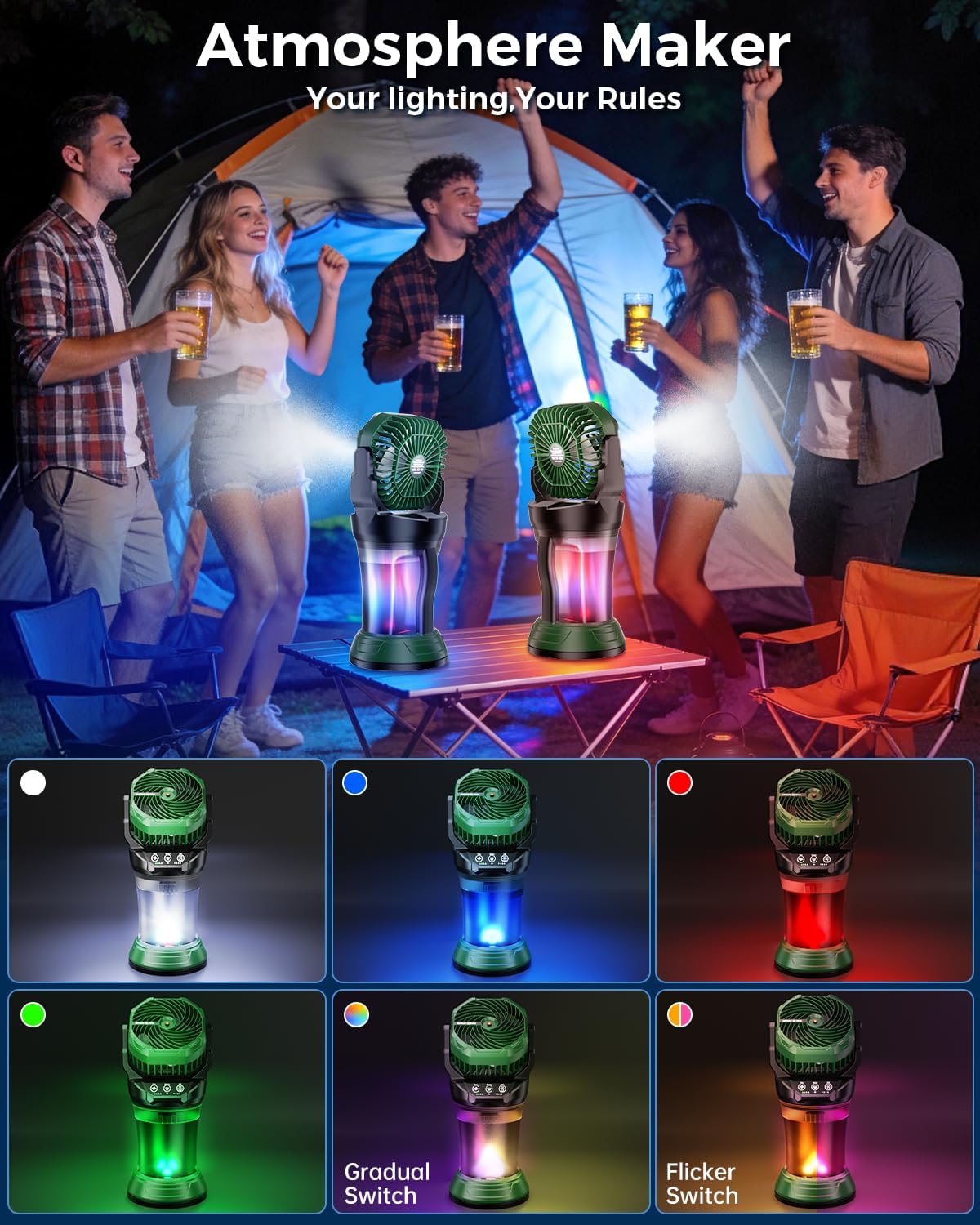 Portable Outdoor Misting Fan with 4 Mist Modes & Remote, 2L Tank & 30000mAh Battery, Powerful Cooling Mister, Extreme Heat Relief for Patio Camping Garden Backyard Tailgate Parties (Green)