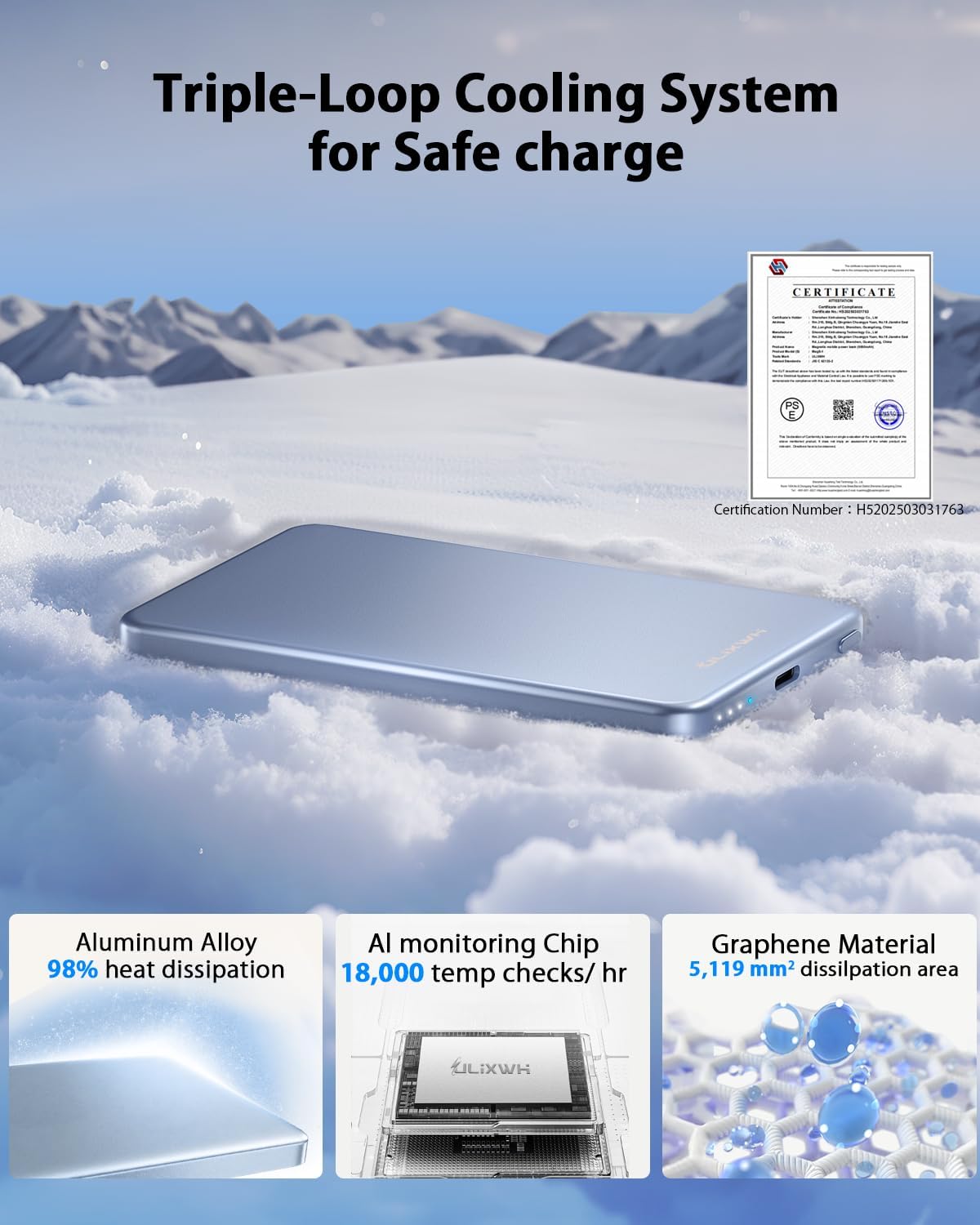 [0.3" Ultra Slim] [Alloy-Made] ULiXWH for Magsafe Portable Charger iPhone | 2026 Upgrade Fast Charging 5000mAh Magnetic Power Bank, Wireless Battery Pack for iPhone 17 Air 16 15 Pro Max 14 13, Blue