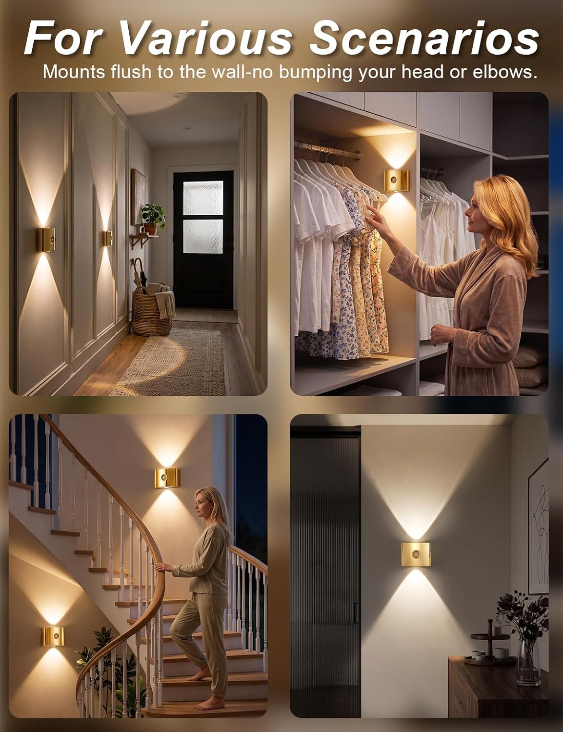 2 Pack Motion Sensor Wall Light Magnetic Rechargeable Wall Sconce