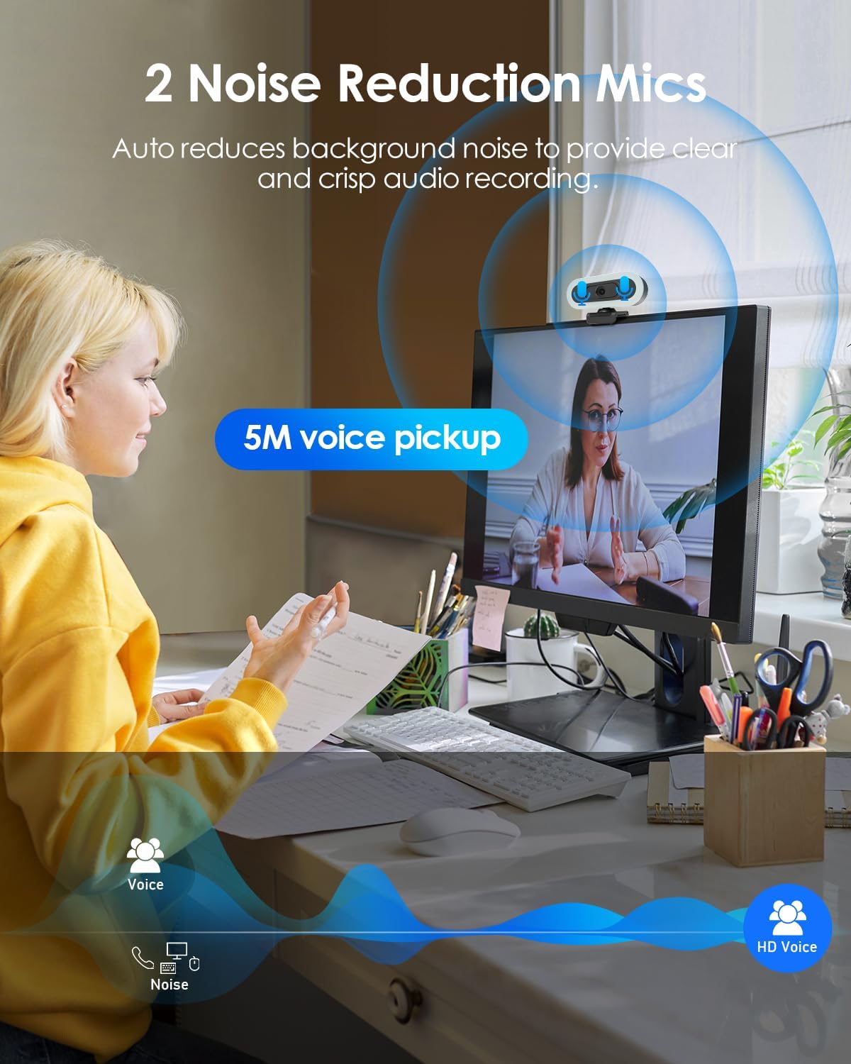 2K/60Fps Webcam, Streaming Camera with Fill RGB Lights, 1080P/60FPS Webcam, Autofocus, Dual Noise-Cancelling Microphones, Privacy Cover and Tripod for Computer, PC, Zoom