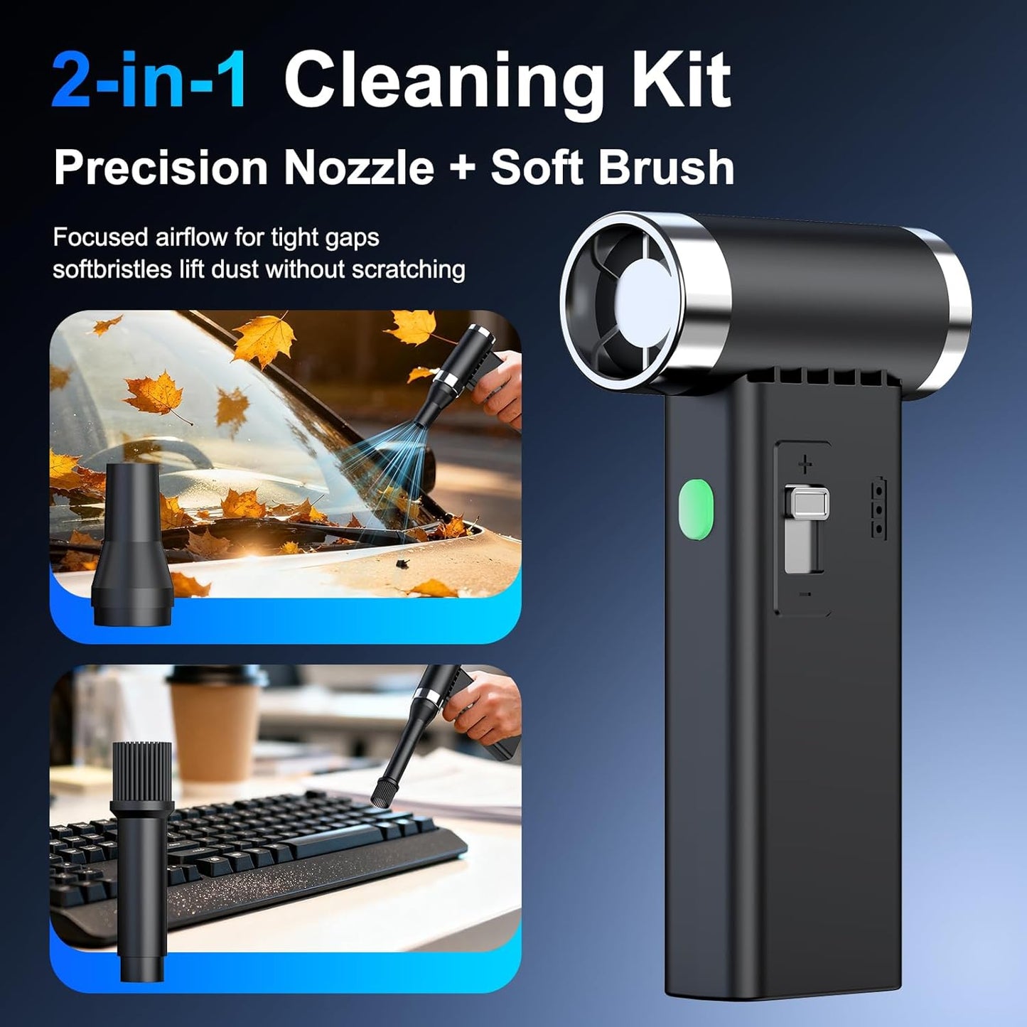 Mini Ultra-Slim Electric Compressed Air Duster 150,000RPM Super Power, Rechargeable Cordless Air Duster, Powerful Airflow for Computer, Keyboard, Outdoor, House and Car
