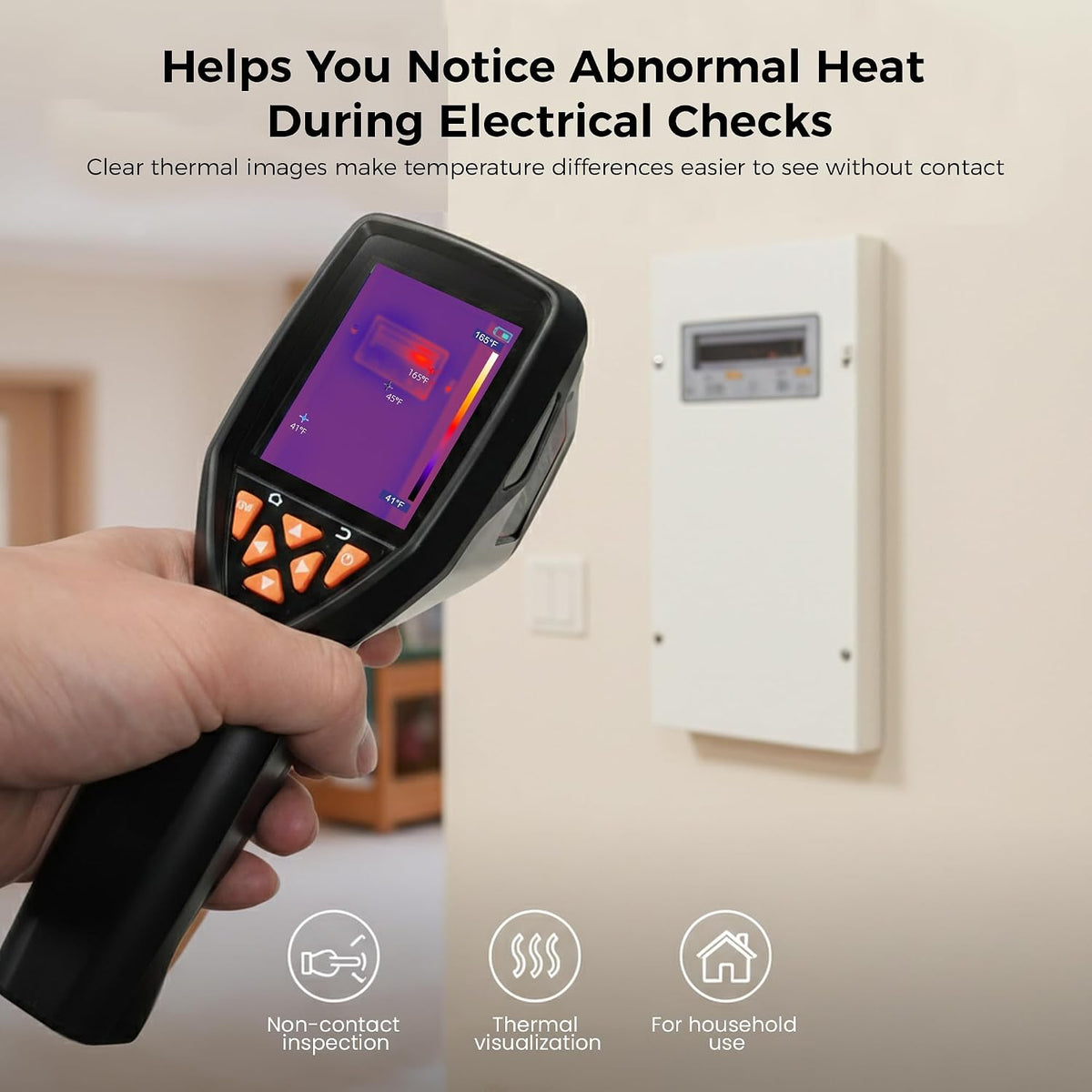 320x240 Thermal Camera 25Hz Handheld for Leak Detection Home | 320x240 Super Resolution, high/low temp alarm, 8hr battery, -4°F~1022°F, for moisture & home inspection