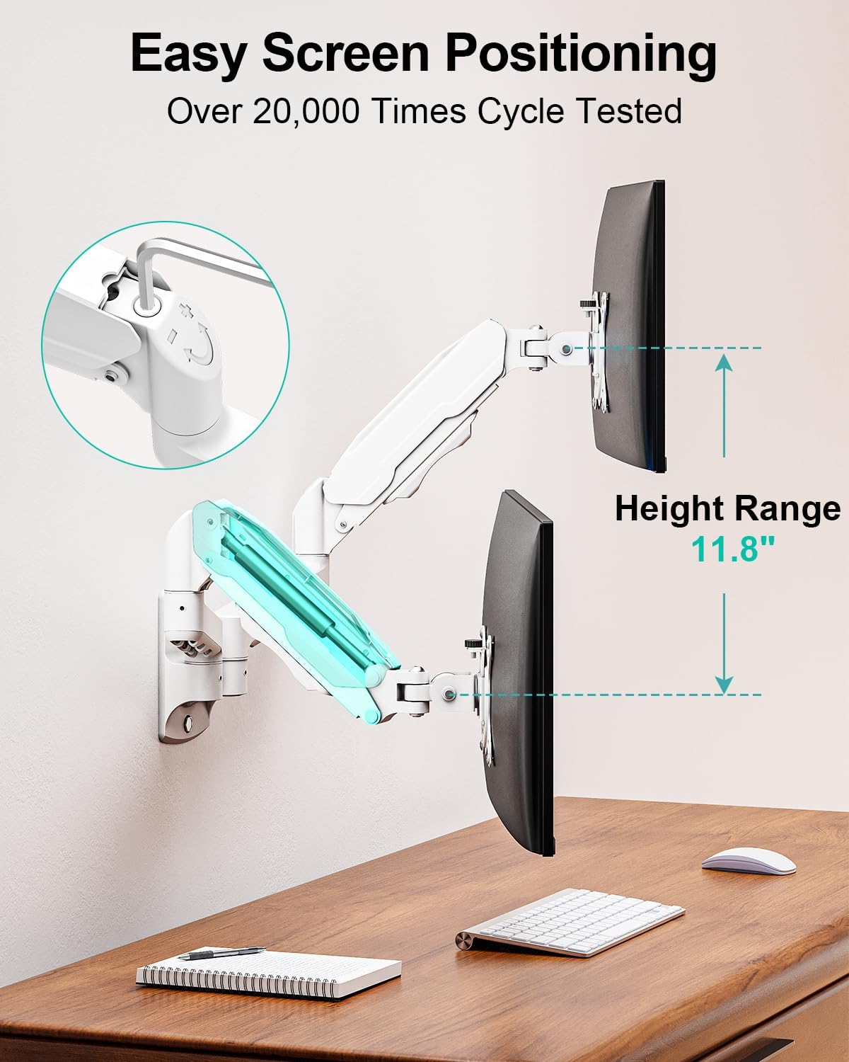 MOUNT PRO Dual Monitor Wall Mount for Max 32" Screens, Up to 19.8lbs Each