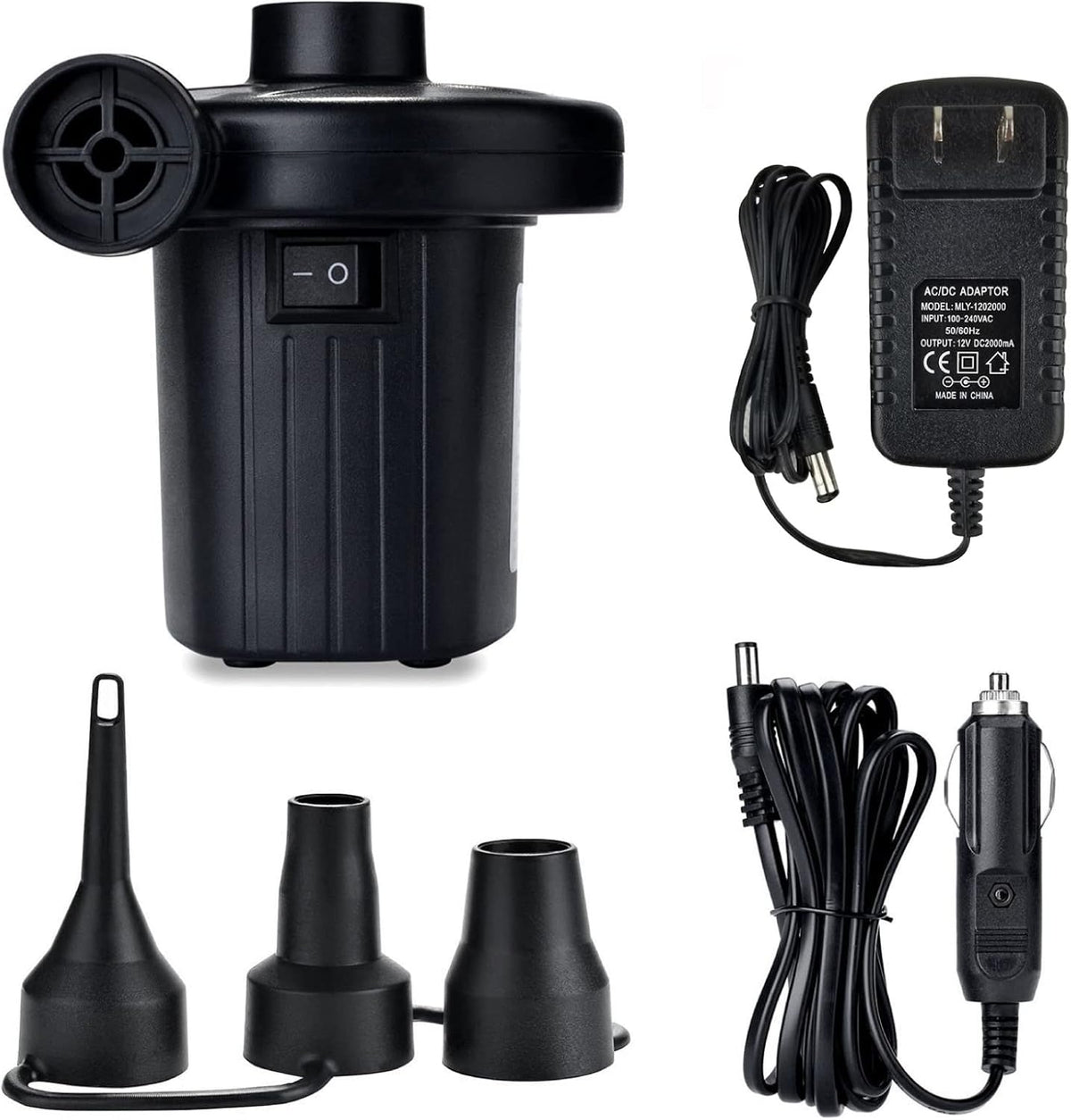 Jasonwell Electric Air Pump Portable Quick-Fill AC DC Inflator Deflator Pump for Air Mattress Inflatables Pool Floats Water Toy Raft Bed Boat Pool Toy with Nozzles 110-240 V