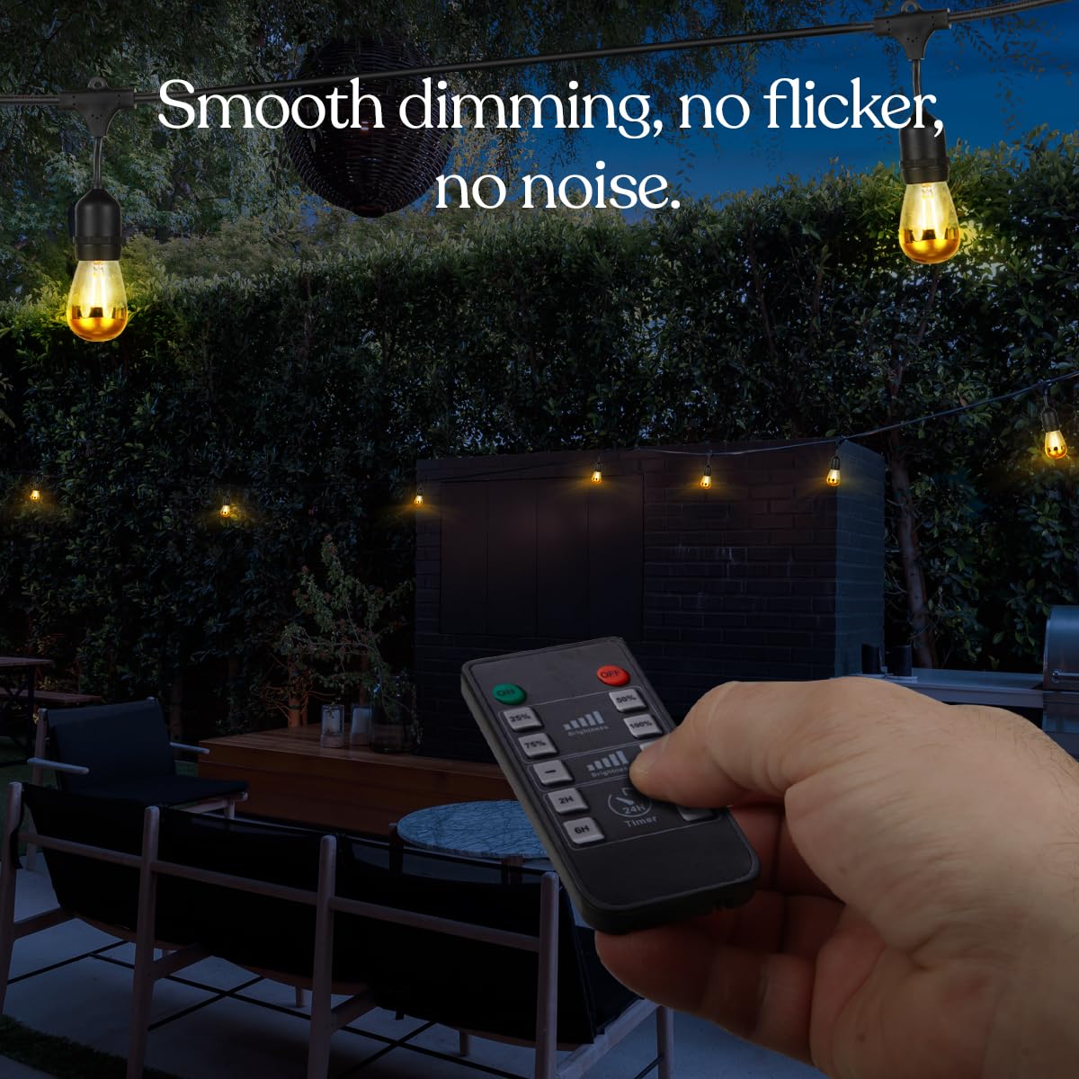 Brightech Smart Dimmer Plug for LED Outdoor String Lights, Comes with Remote Control, Works Up to Max Power 150W, Waterproof Commercial Grade Dimmer for Dimmable String Lights