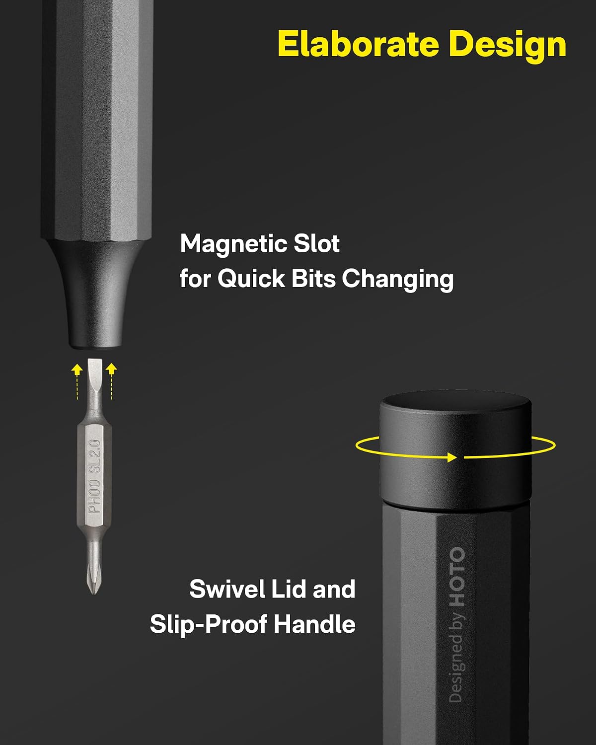HOTO 24 in 1 Mini Screwdriver Set, Eyeglass Repair Kit, Slate Grey | Magnetic Torx Bit Set, EDC Pen Screwdriver for Electronics, Watches, Phones, Laptops, Cameras, Gadgets for Men