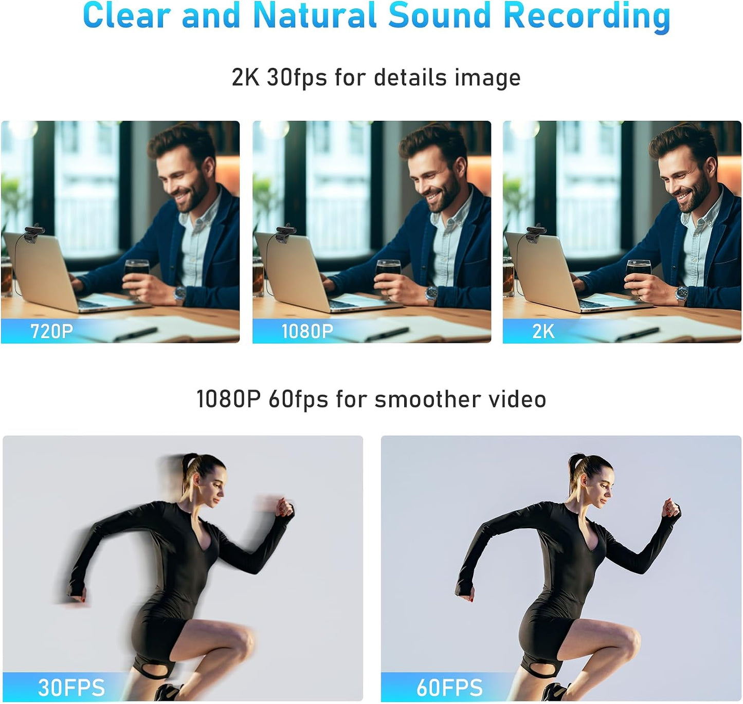 2K Webcam with Microphone, 78°FOV FHD PC Camera with 2K/30fps, Privacy Cover, Plug & Play USB Web Cam, Autofocus, 1080P/60fps External Webcam for PC, Computer Web Camera for Laptop, Mac, Zoom