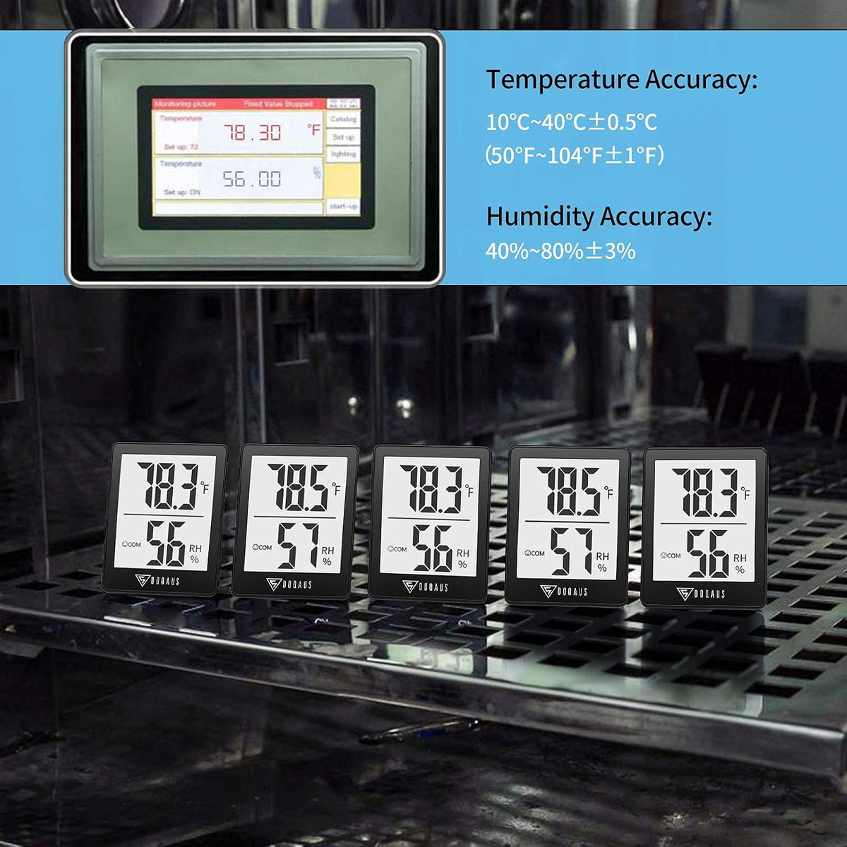 DOQAUS 3 Pack Digital Hygrometer Indoor Thermometer Humidity Monitor Black