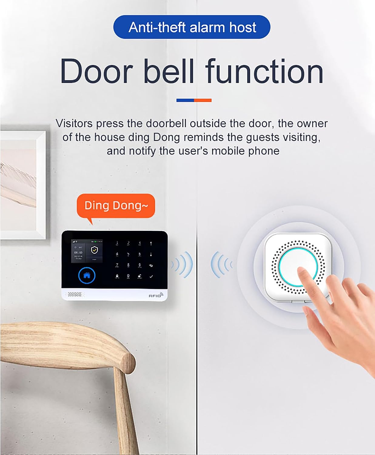 2G/4G Wireless Home Alarm Security System 9PCS 433MHz LCD Display with Host Remote Controls Alarm Window Door Sensor WiFi+GSM Auto Dial Alarm Compatible with Alexa Google Home Voice Control