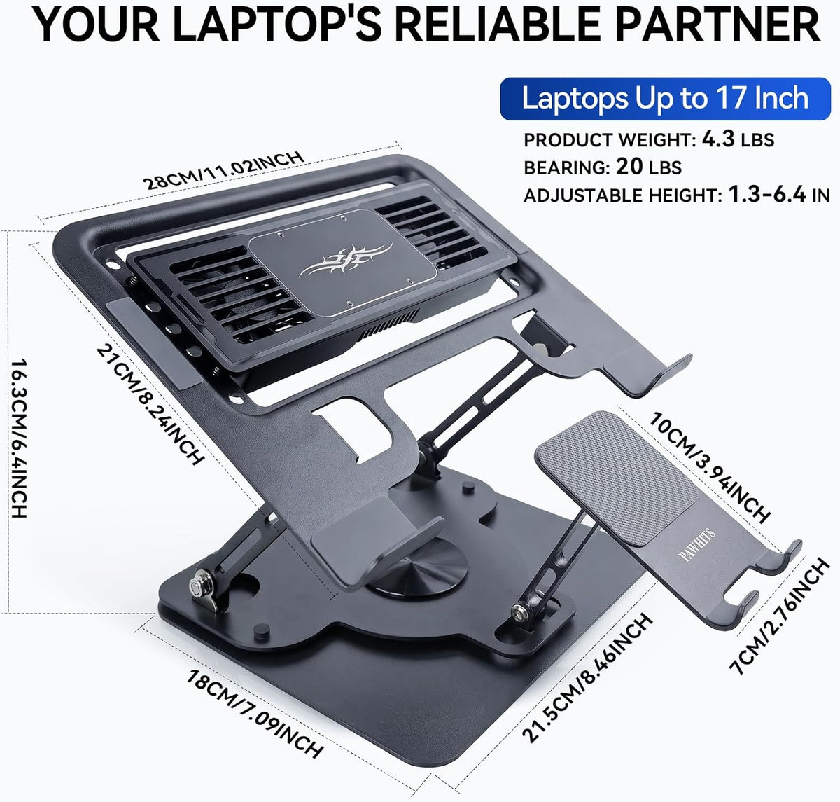 Laptop Cooling Pad with Detachable Fan & Cooler (USB A-C Port)