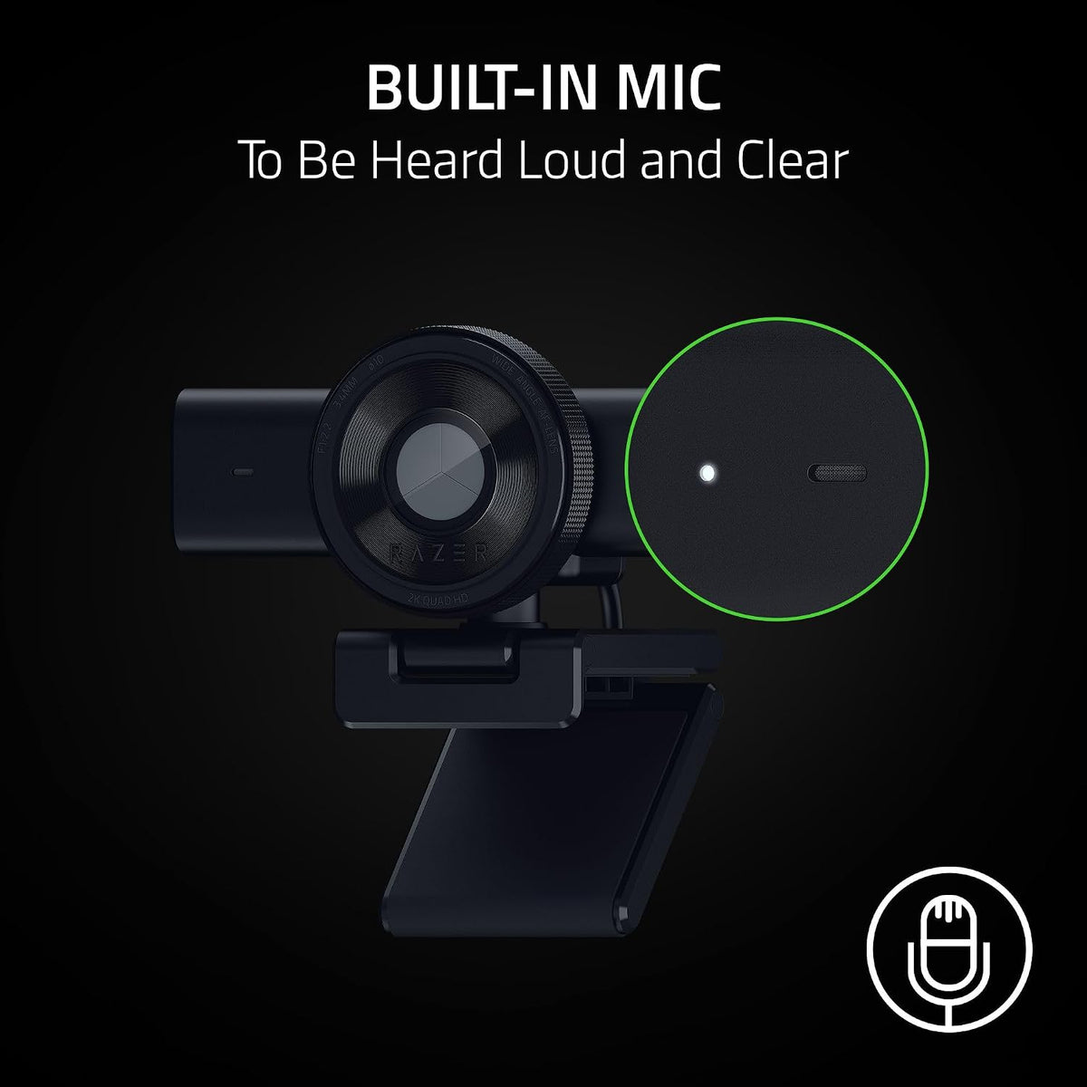 Razer Kiyo V2 X Webcam for Streaming and Meetings, 1440p 60 FPS, Black | AI Powered Auto-Framing, Built-in Microphone, Ultrawide Angle Lens, Privacy Cover, Works with OBS, Discord, Zoom, Teams