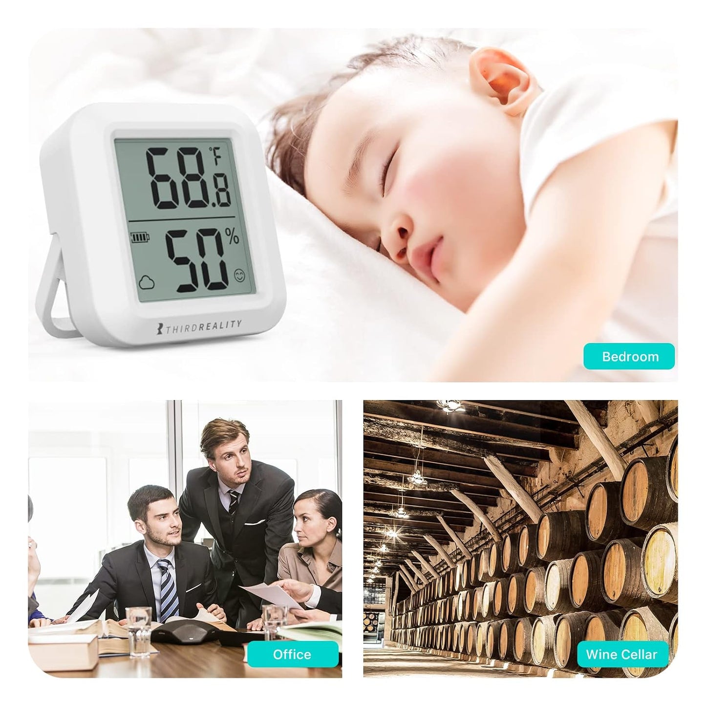 THIRDREALITY Zigbee Temperature and Humidity Sensor 2 Pack, Digital LCD Display, ZigBee Hub Required, App Records, Remote Monitoring and Smart Home Automation, AAA Batteries Included