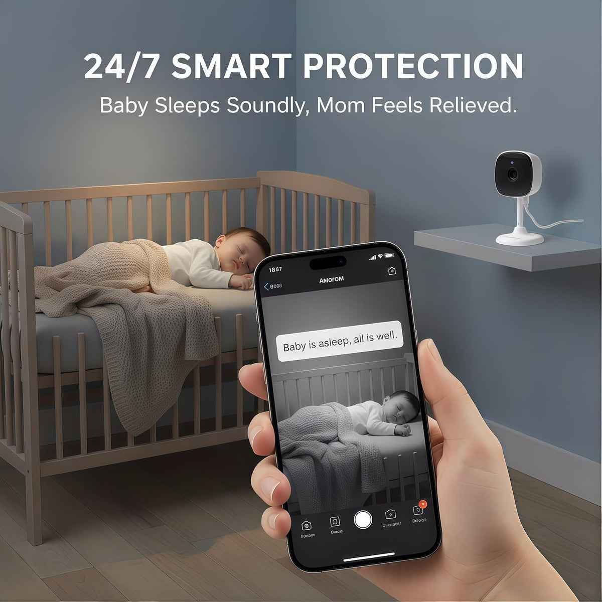 Home Security Camera, Alexa Camera for Baby/Kids/Elderly/Dog/Cat Monitoring