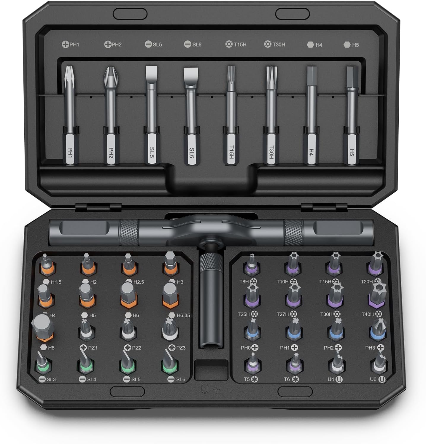 42 in 1 Magnetic Screwdriver Set, DIY Ratchet Screwdriver Set, Multi Bit Magnetic Drive Set, Detachable Ratchet Handle, Portable Compact Repair Tool Kit for Furniture Computer Bicycle Black