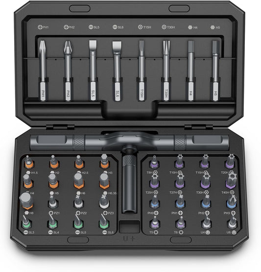 42 in 1 Magnetic Screwdriver Set, DIY Ratchet Screwdriver Set, Multi Bit Magnetic Drive Set, Detachable Ratchet Handle, Portable Compact Repair Tool Kit for Furniture Computer Bicycle Black