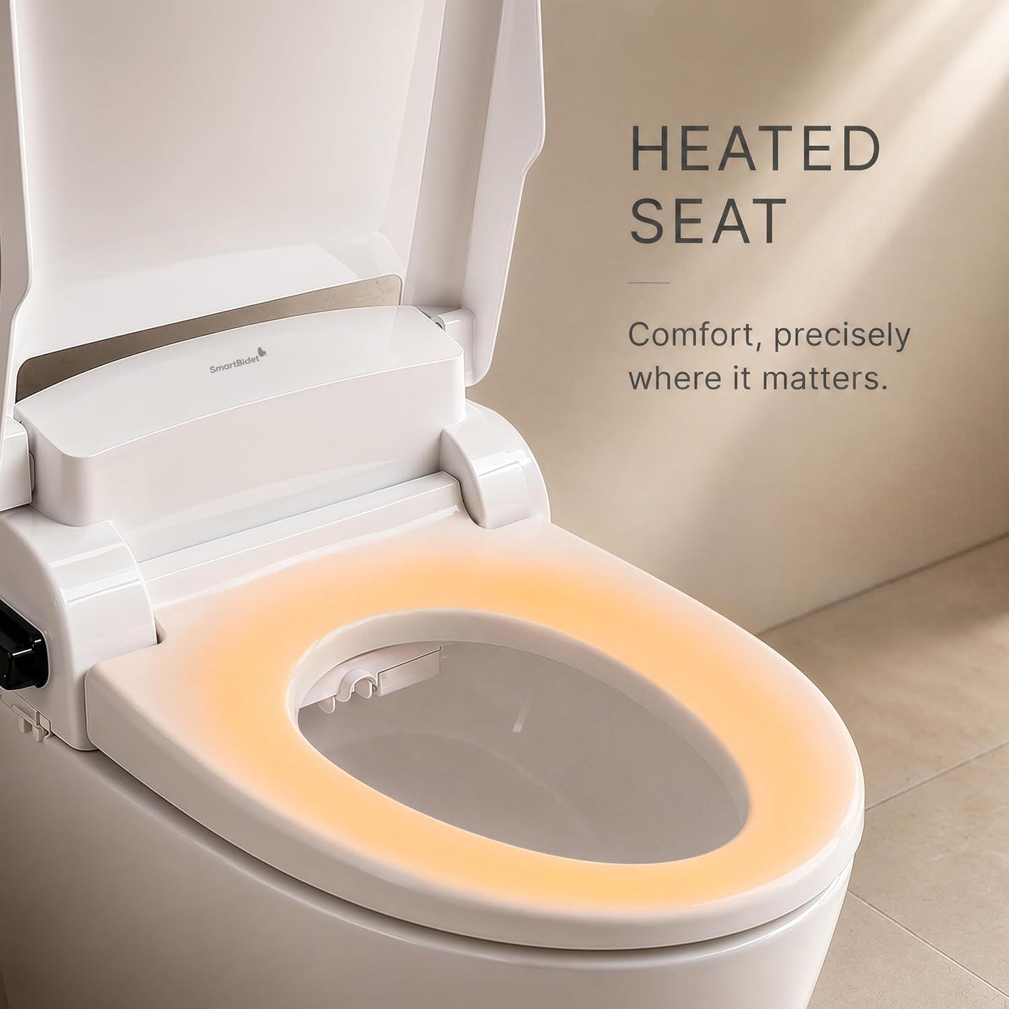 SmartBidet® SB-1000 Smart Bidet Electric Bidet Toilet Seat with Heated Seat, Warm Water, Air Dryer – Remote Control, Round