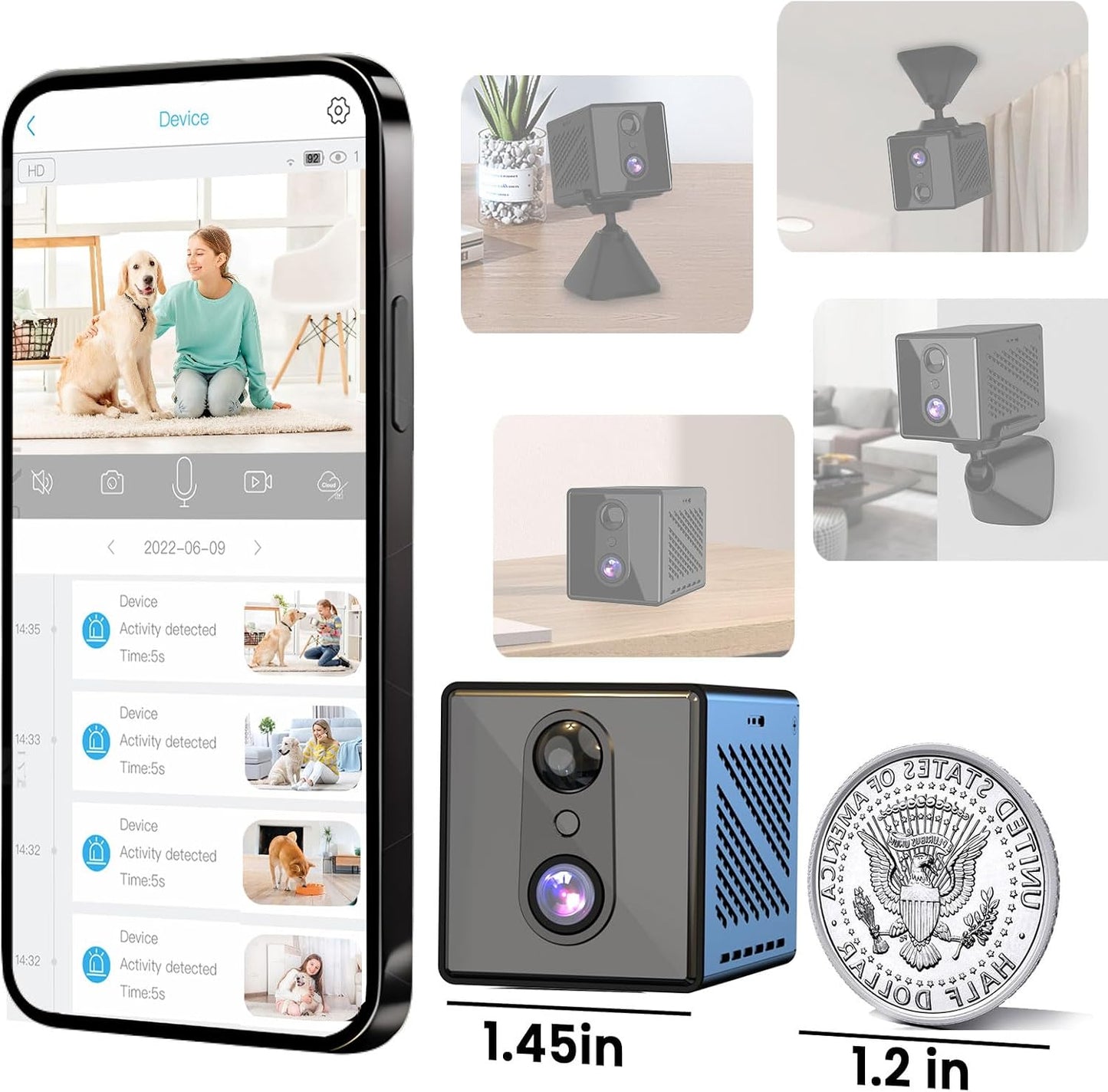 javiscam 2026 Upgraded 4K 5GHz WiFi Indoor Security Camera, Mini Nanny Camera with Free Cloud Storage, Night Vision, Motion Detection Alerts, Long Battery Life Home Surveillance Cam