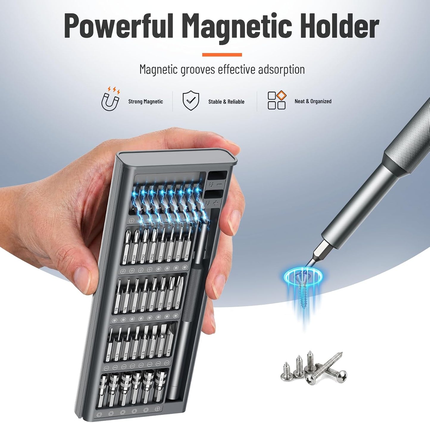 KATERK 80-in-1 Small Screwdriver Set Precision Mini Magnetic Repairs Tool | 78 Magnetic Bits, Resist Wear, Don't Strip Easily, Compact Organized Size, Repair Kit for Glasses, Laptop, iPhone, Watch