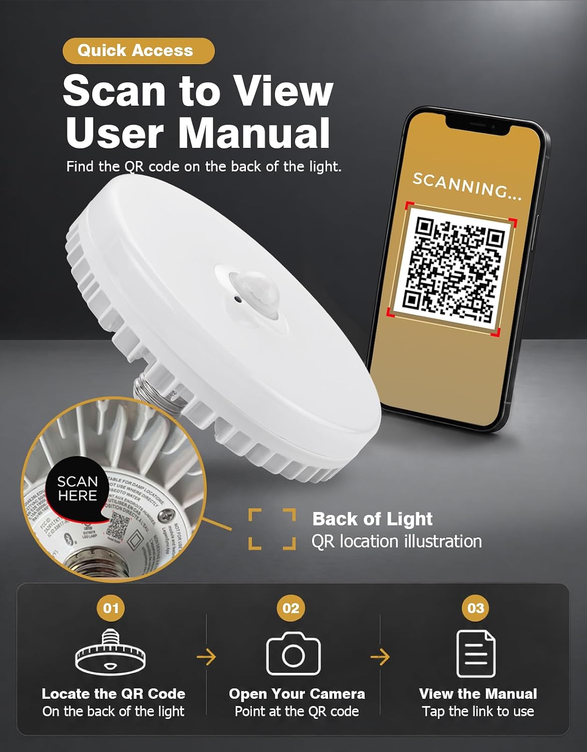 LED Garage Lights, Screw in E26 Smart Light Bulbs 120-277V 1900LM