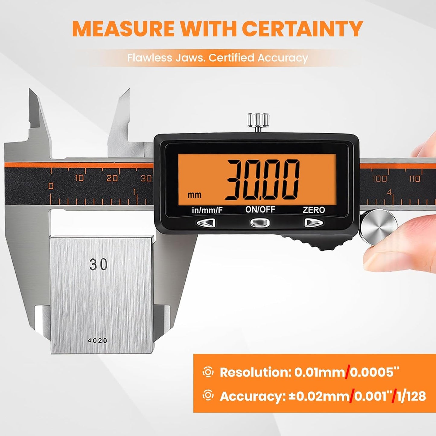HARDELL Digital Caliper 6 Inch with Orange LCD, USB-C Calipers, Non-Backlit | Easy-read Orange LCD, Stainless Steel & USB-C Micrometer, Inch/mm/Fraction, Auto-Off. For DIY, 3D Printing, Hobbies