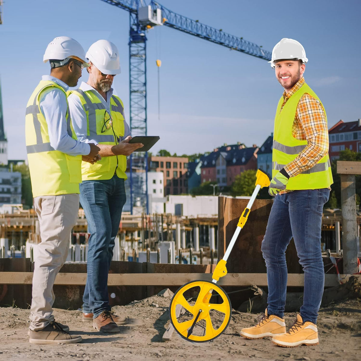 Zozen Measuring Wheel Digital Display, Imperial & Metric, High Precision | 3-Section Foldable, Backlit Display, Measure Wheel Roller Up to 9,999.99Ft/9,999.99M, Kickstand, Include Portable Backpack