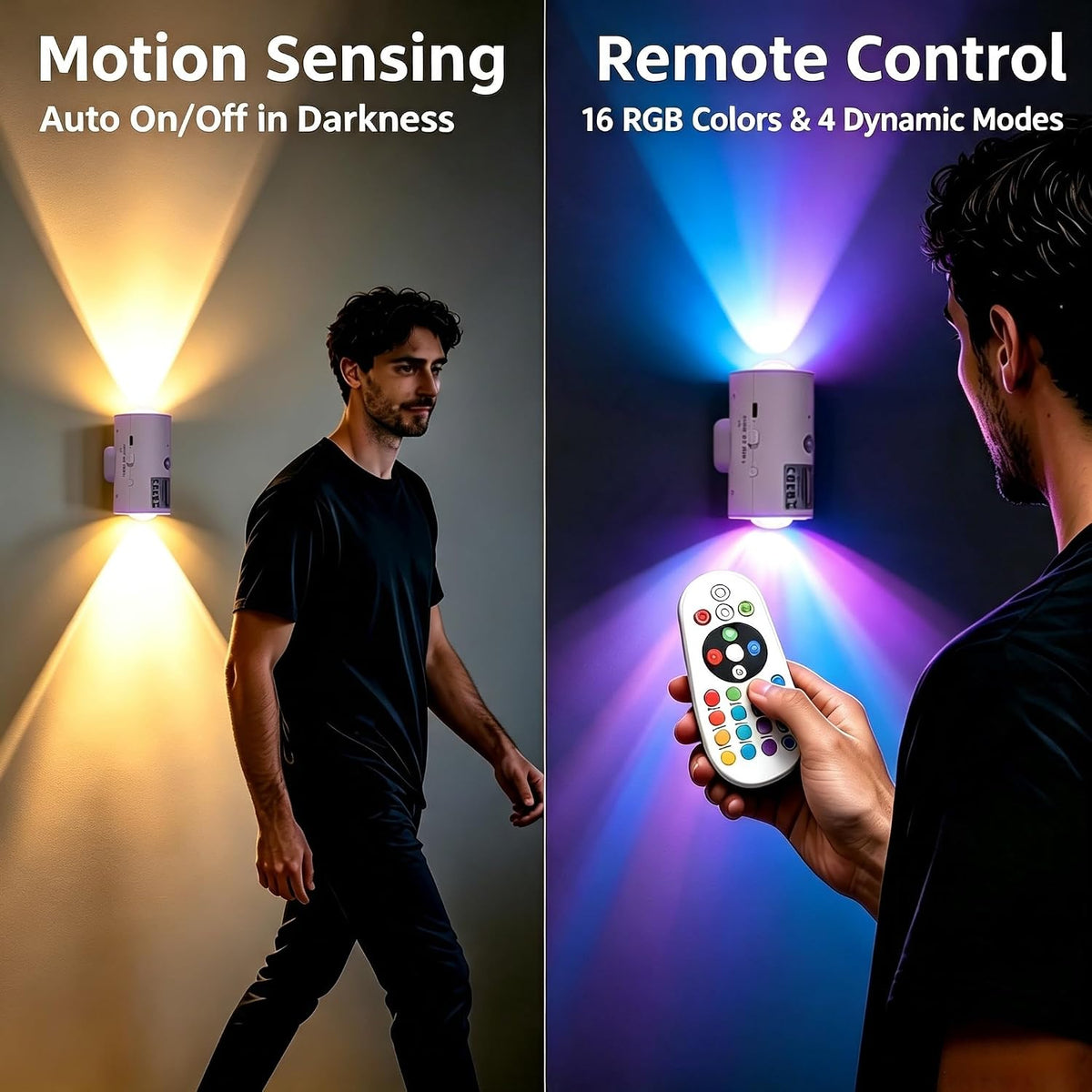 4 Pack RGB Dynamic Gradient Step Light, Rechargeable Motion Sensor LED Lamp
