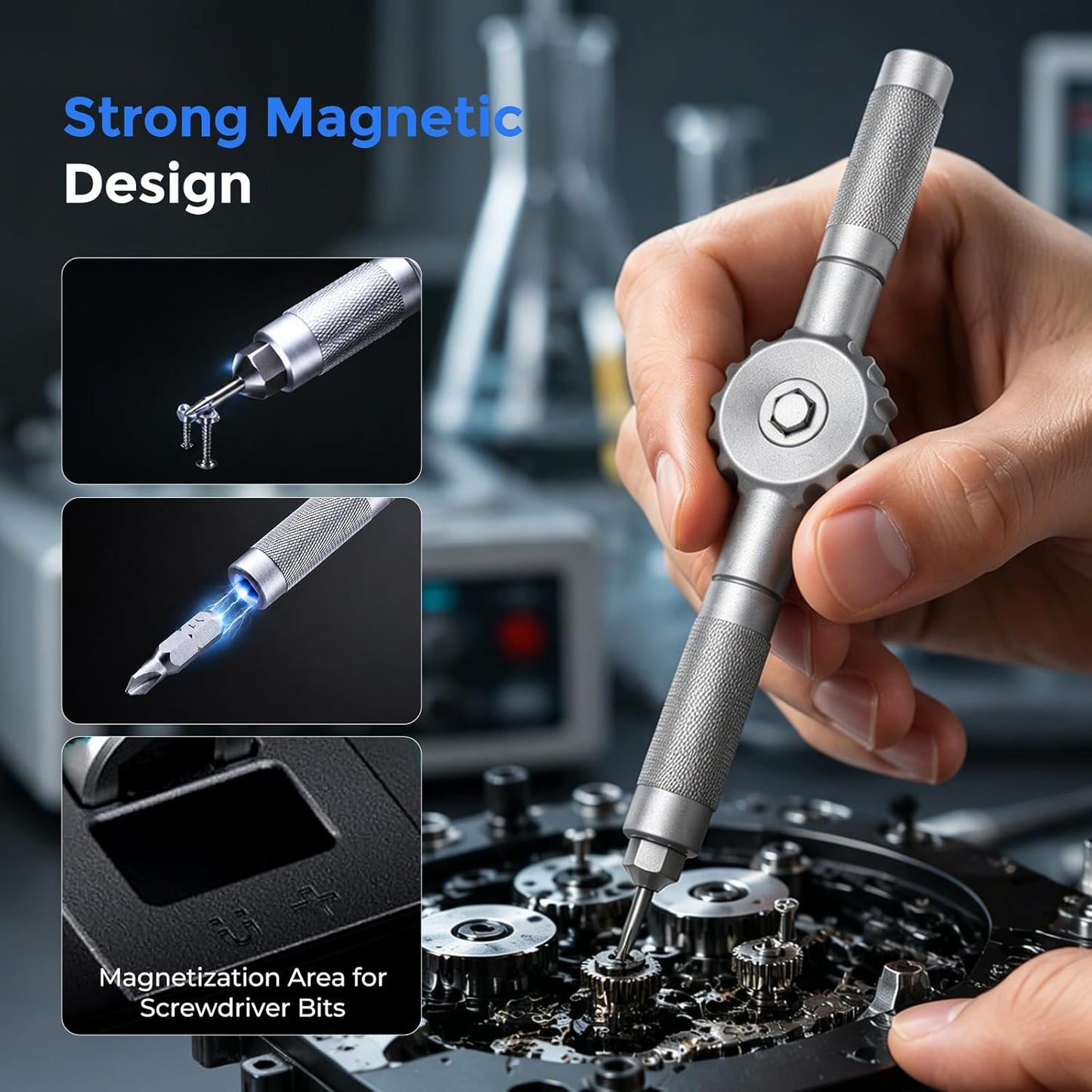 64 IN 1 Magnetic Ratchet Screwdriver Set, T Handle Ratchet Screwdriver Kits with S2 Steel Bits for Home Daily Repair, Precision Electrical Appliance Repair, for Men Husband
