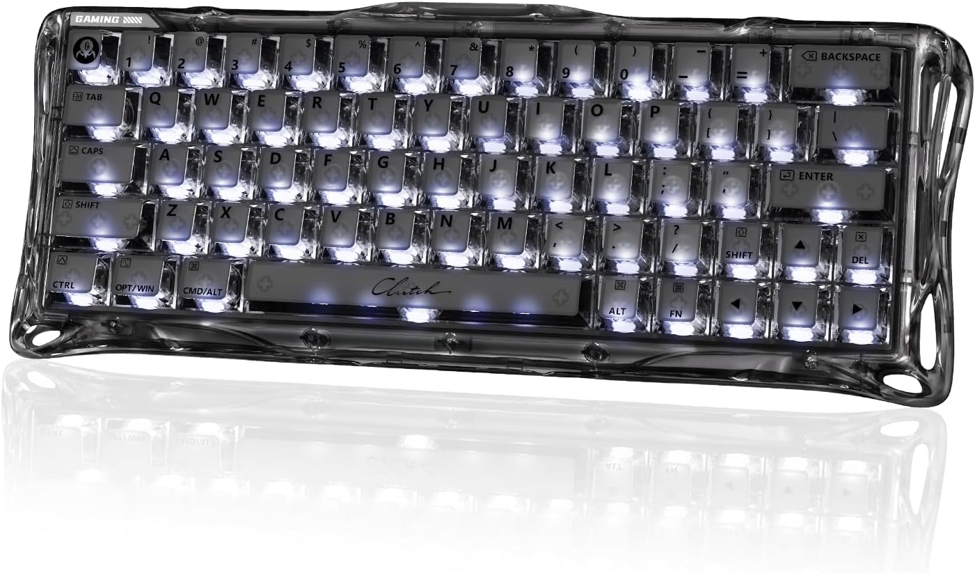 GravaStar Mercury V60 Magnetic Gaming Keyboard, 8000Hz Polling Rate, Rapid Trigger Keyboard with Hall Effect Switches, 0.005mm Precision, Hot-Swappable, RGB, Wired for Windows/Mac - Onyx Crystal