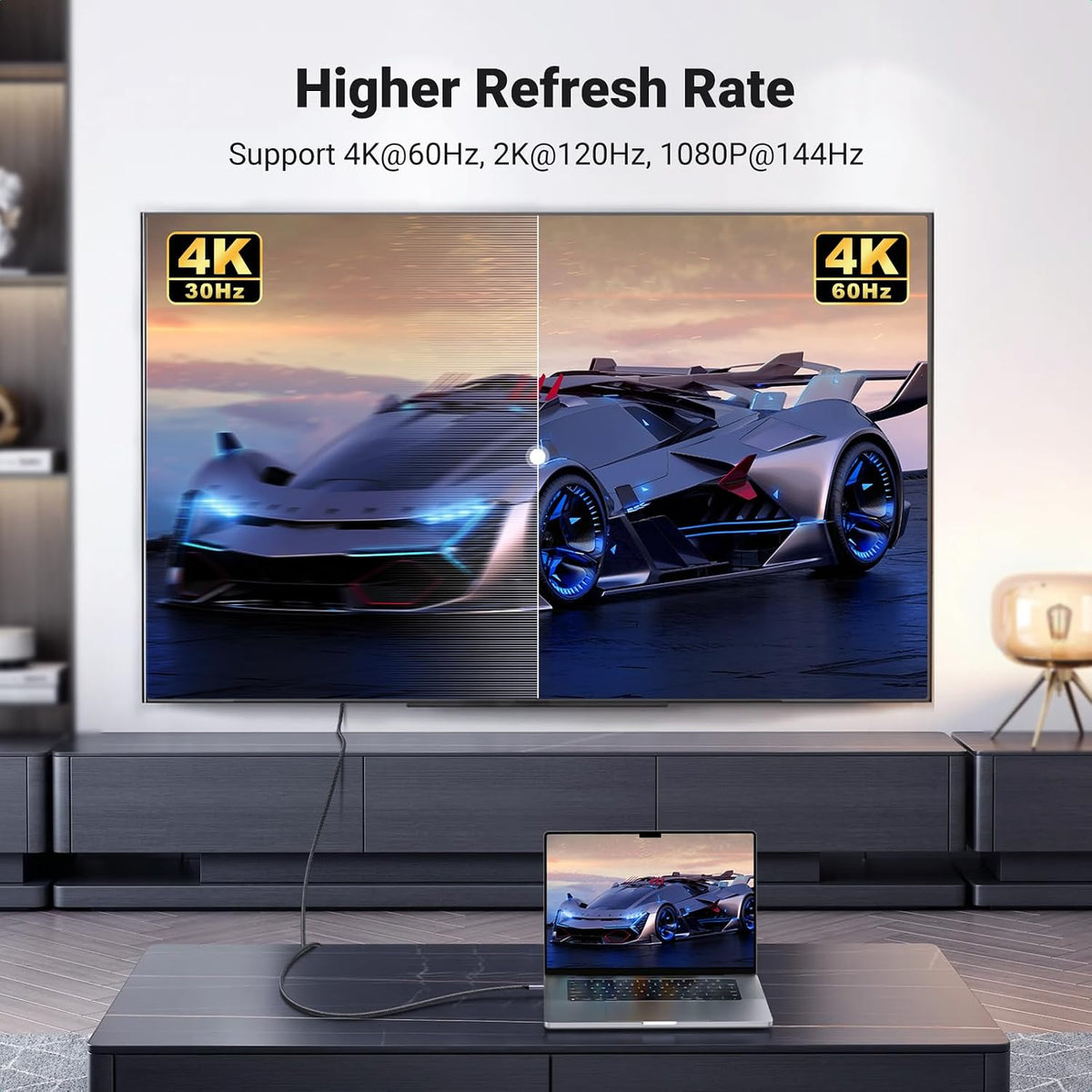 UGREEN USB C to HDMI 2.0 Cable 4K@60Hz for Home Office, 6.6FT | Unidirectional, Thunderbolt 4/3, Compatible with iPhone 17 Pro Max, MacBook Pro Air iPad Pro, XPS, Galaxy S26, Steam Deck